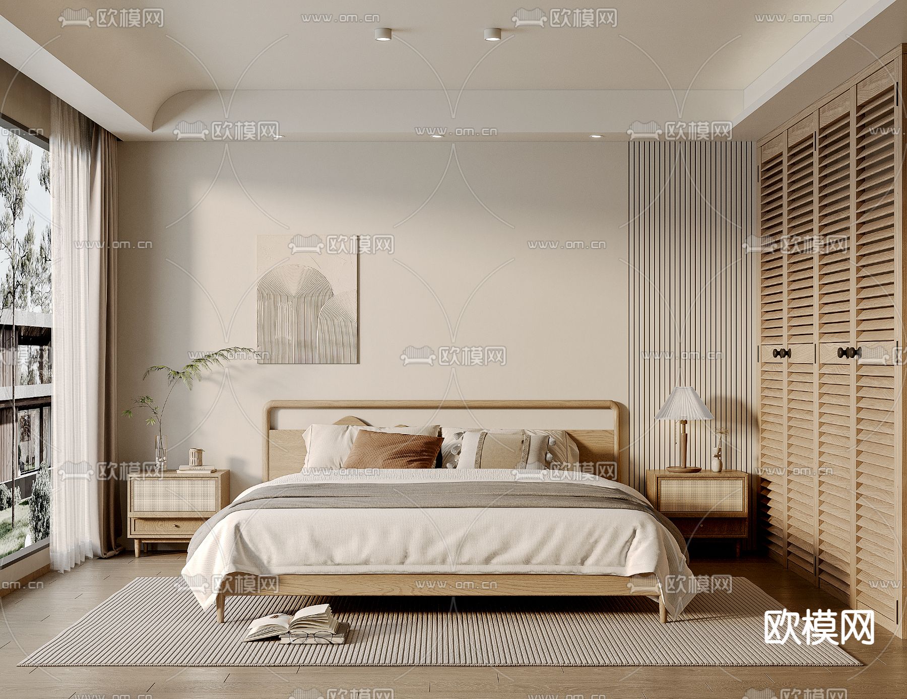 北欧卧室 主人房3d模型下载