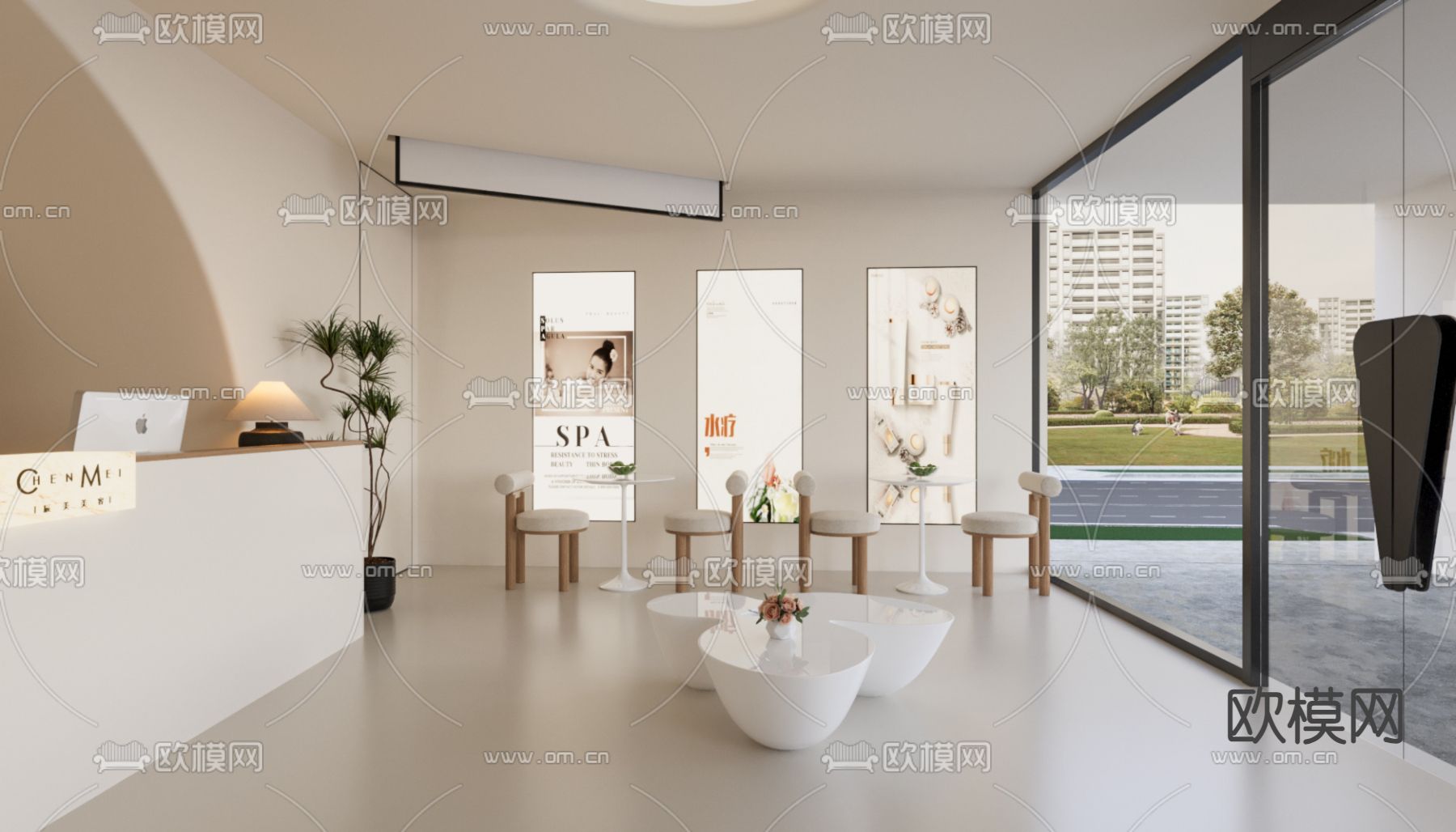 美容院大厅 养生会所3d模型下载（渲染图2）