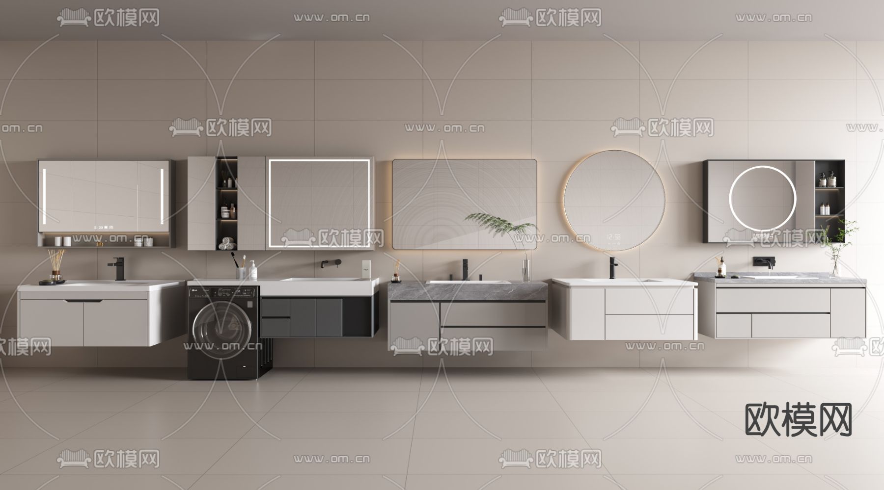 浴室柜 镜柜 台盆3d模型下载