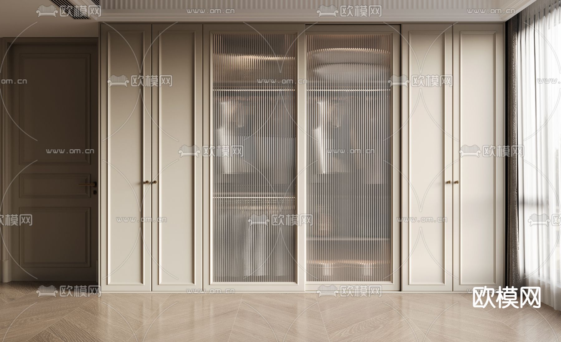 奶油风衣柜 衣橱3d模型下载