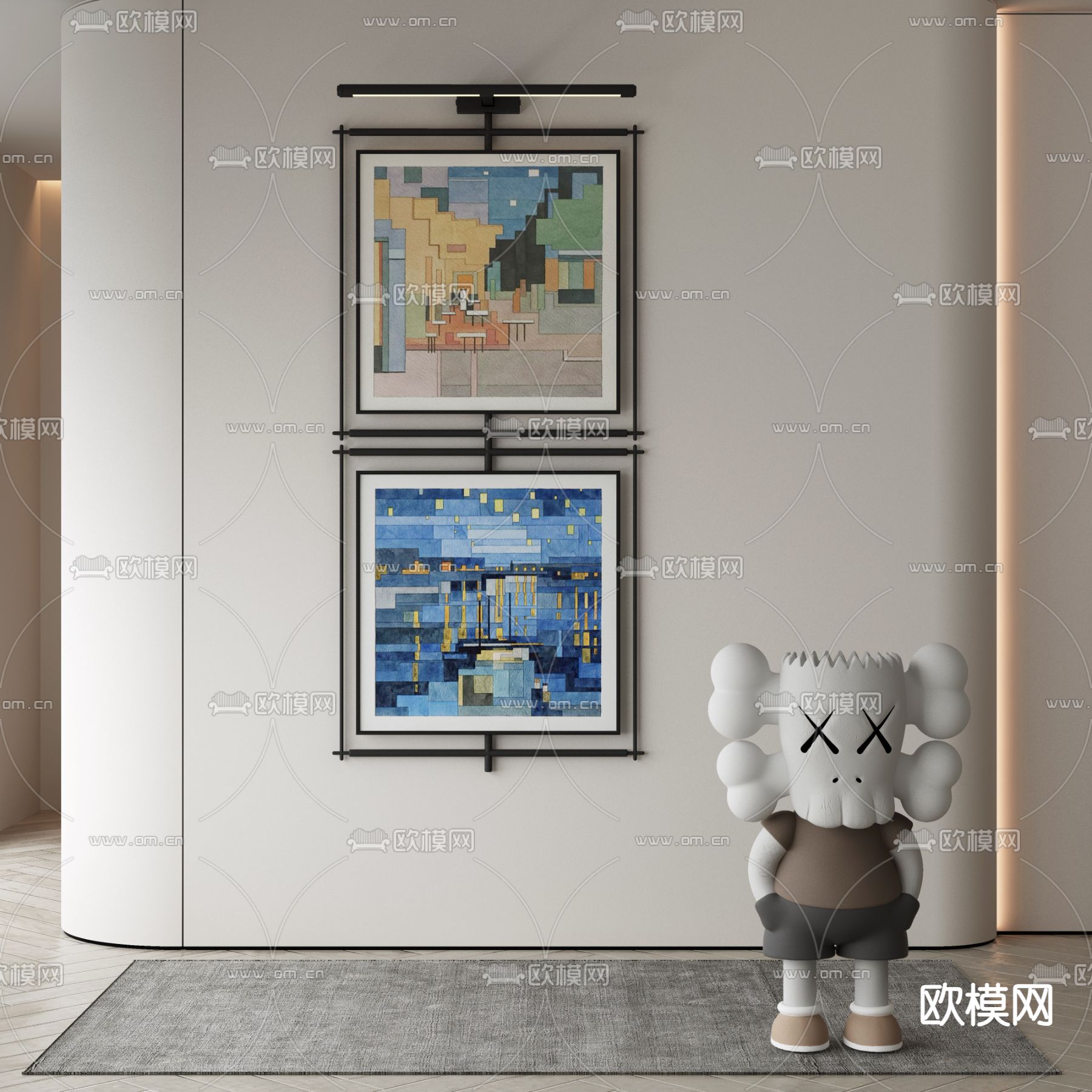 装饰画 建筑画 艺术画 壁画灯3d模型下载