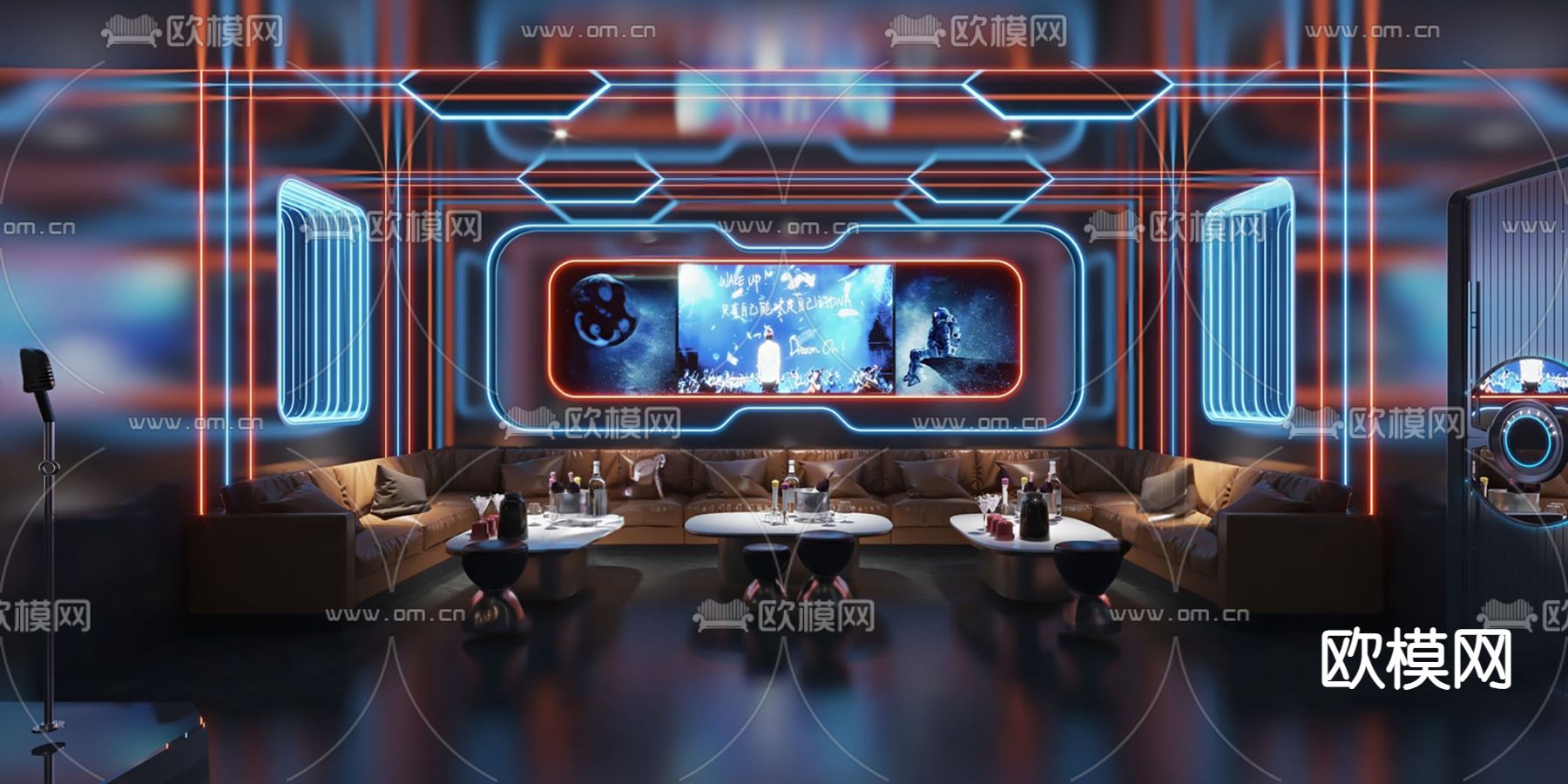 现代KTV 包厢su模型下载（渲染图1）