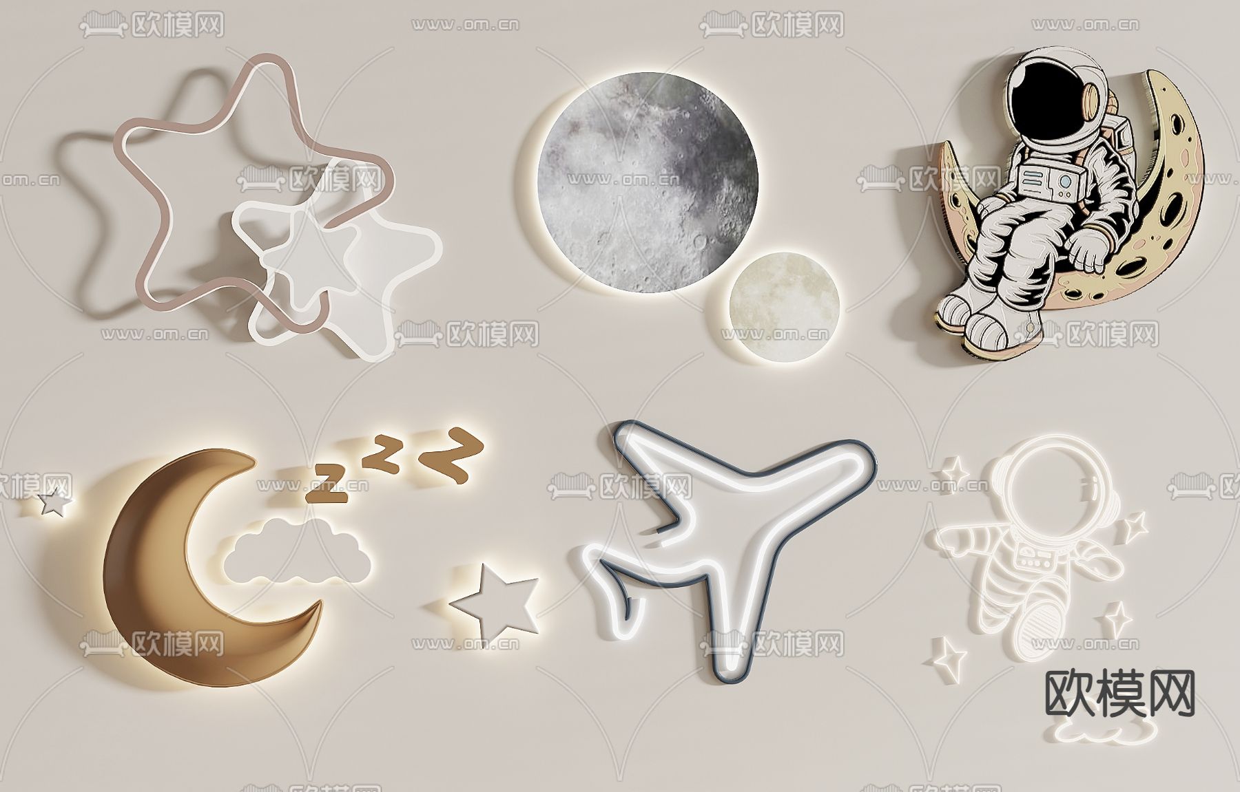 儿童壁灯 卡通壁灯3d模型下载