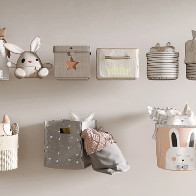  儿童毛绒玩具 收纳袋 收纳筐su模型 