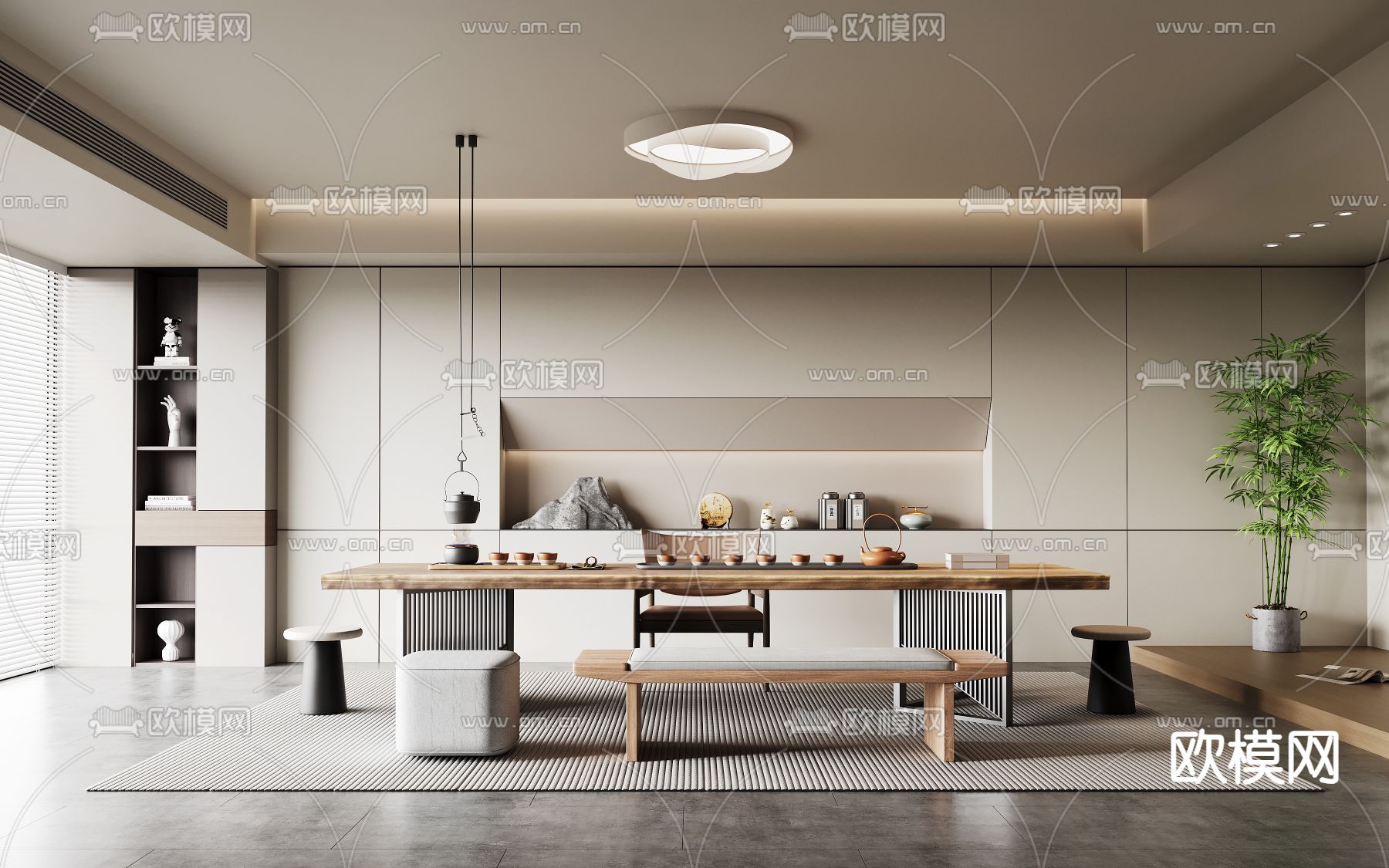 新中式茶室3d模型下载