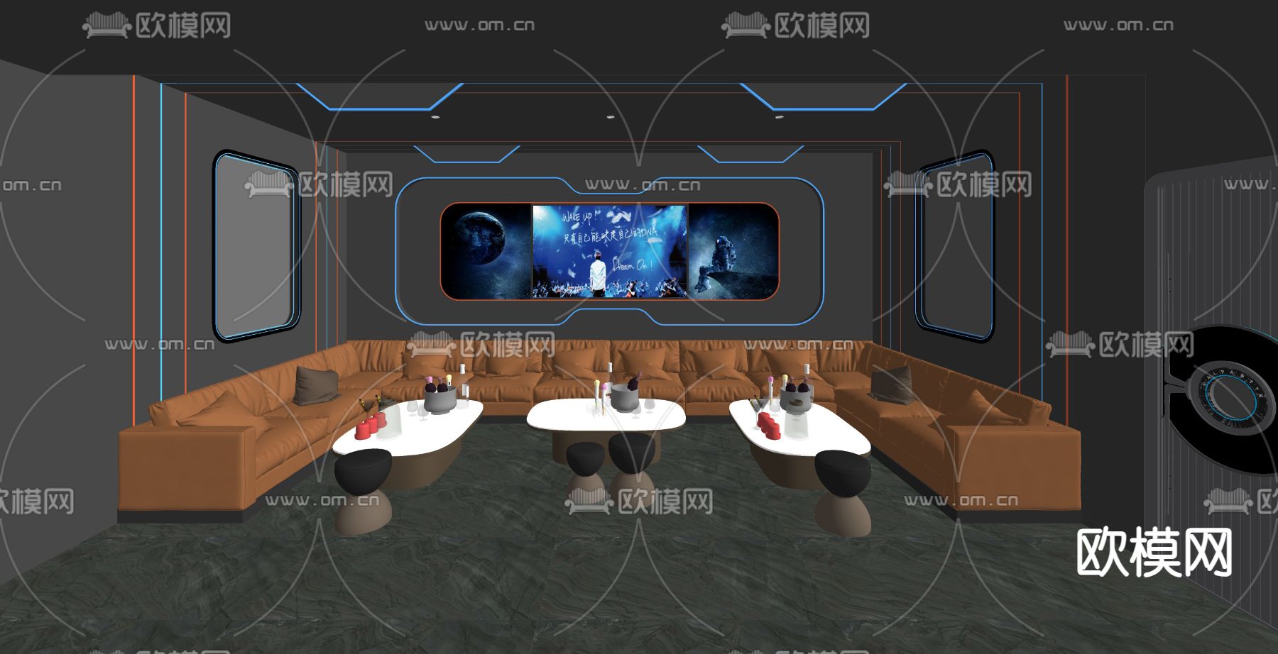 现代KTV 包厢su模型下载（渲染图2）