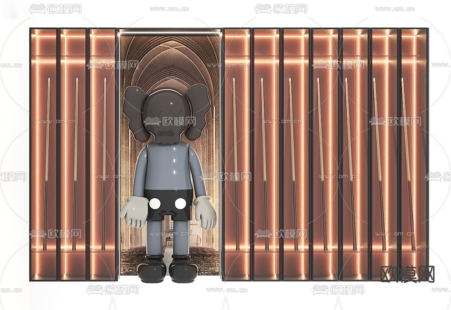 台球杆展示架3d模型下载