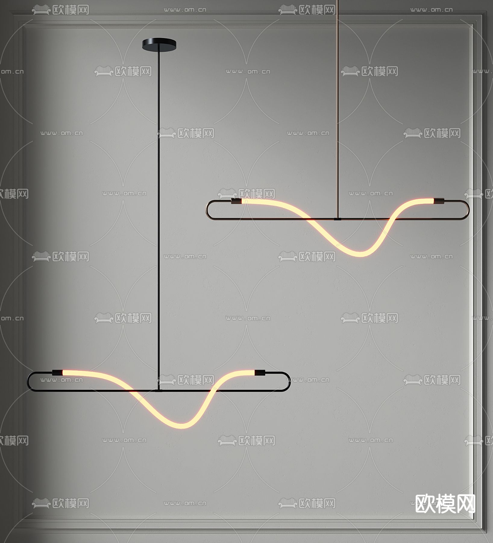 线性吊灯 条形吊灯3d模型下载