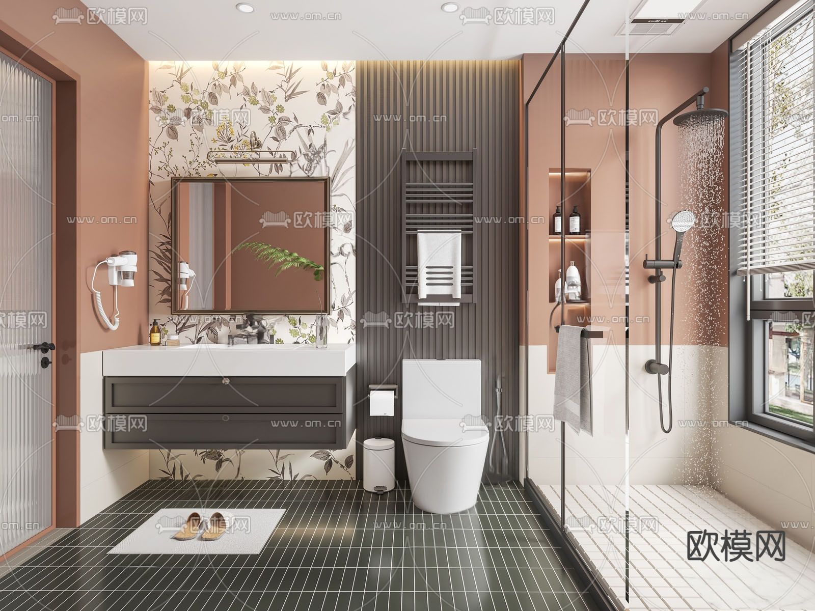 法式卫生间 浴室su模型下载（渲染图1）