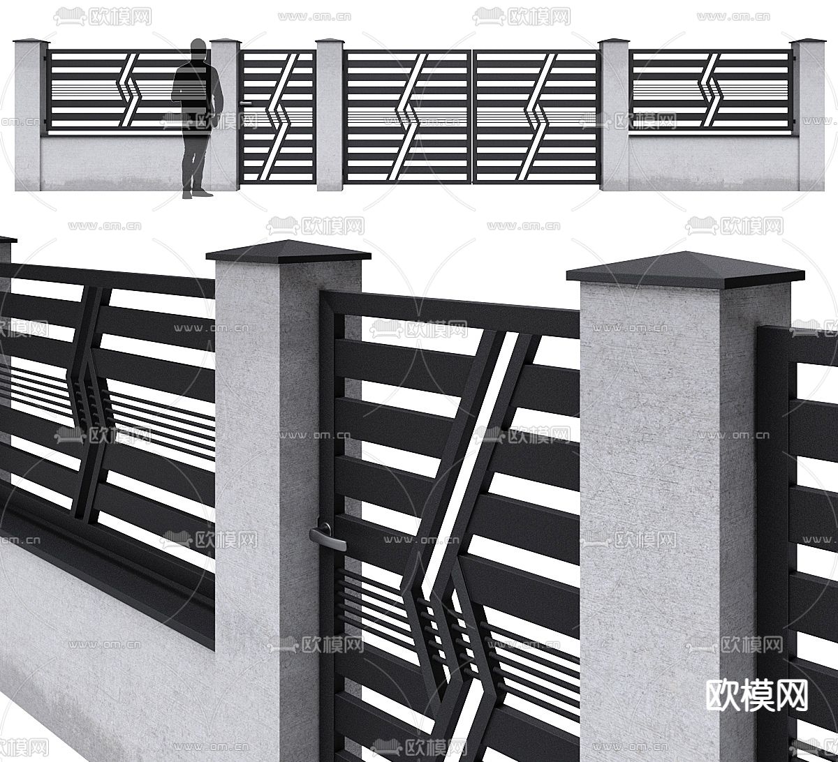 庭院门 围栏 围墙 院墙3d模型下载