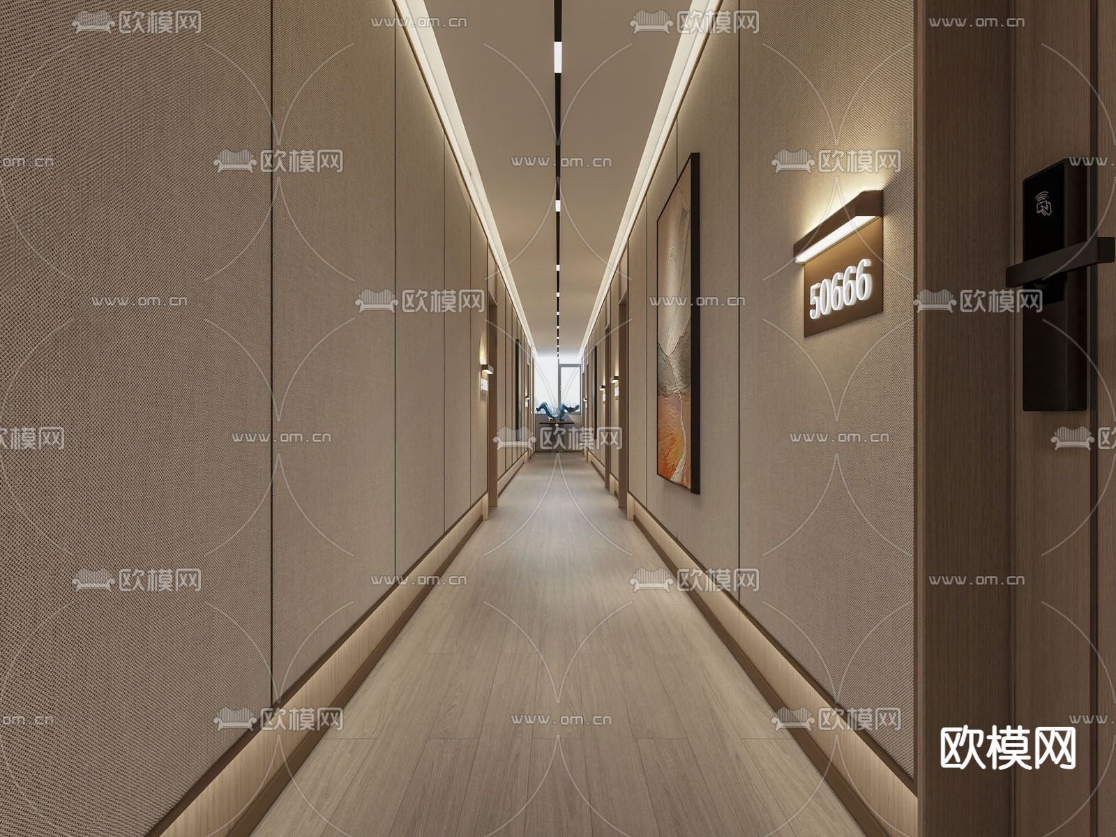 现代酒店玄关过道su模型下载（渲染图1）