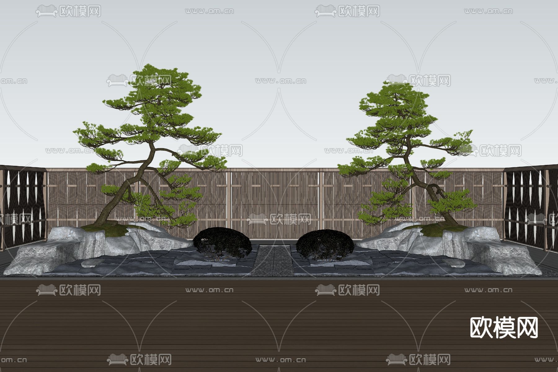 日式庭院花园su模型下载（渲染图2）