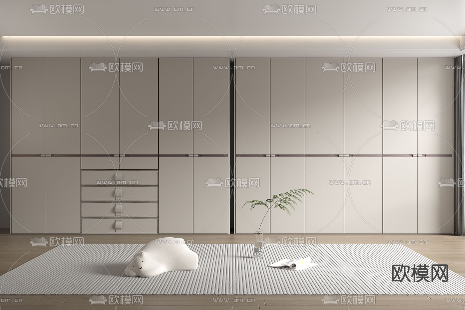 极简衣柜 衣橱3d模型下载