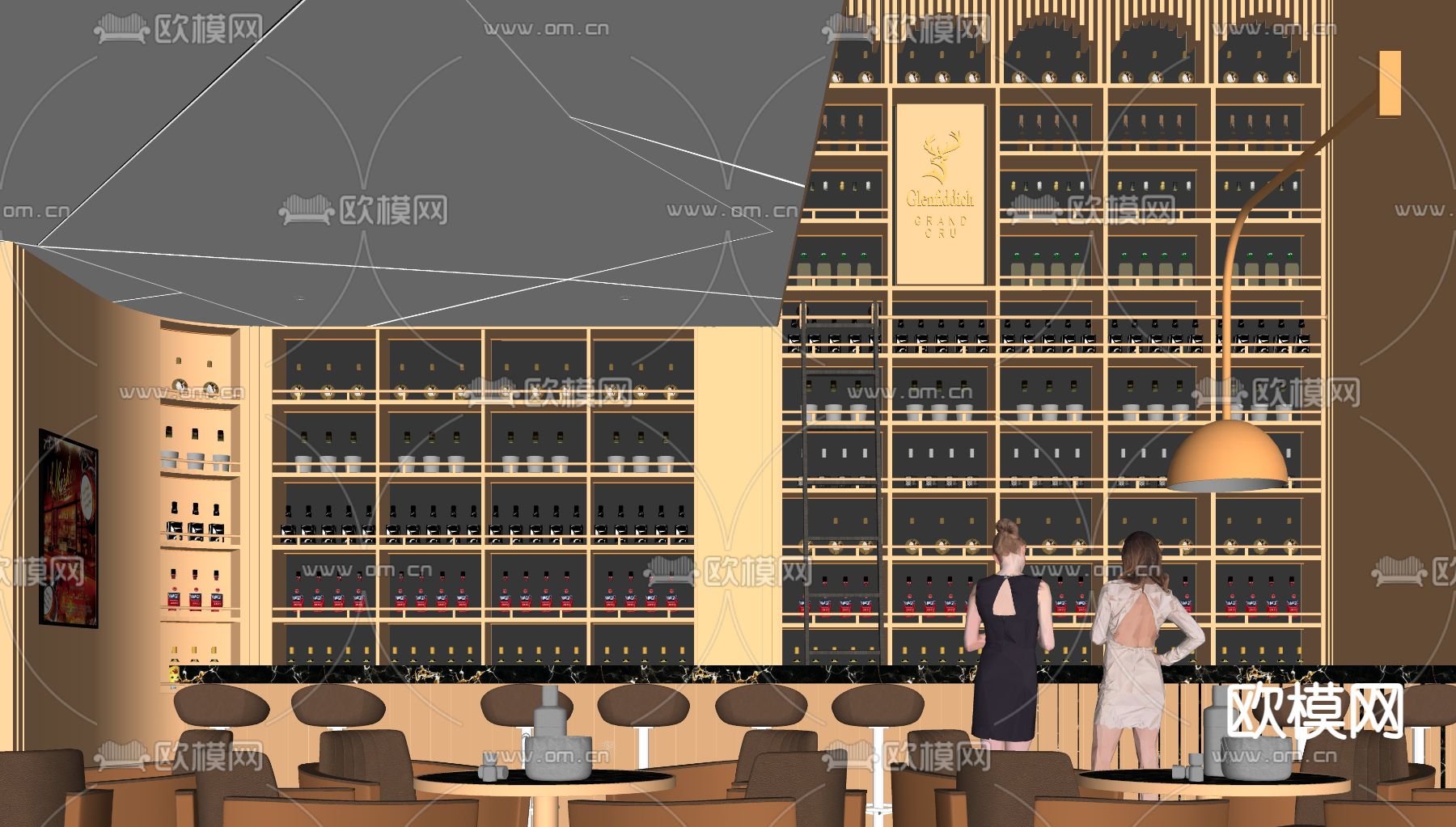 现代酒吧su模型下载（渲染图2）