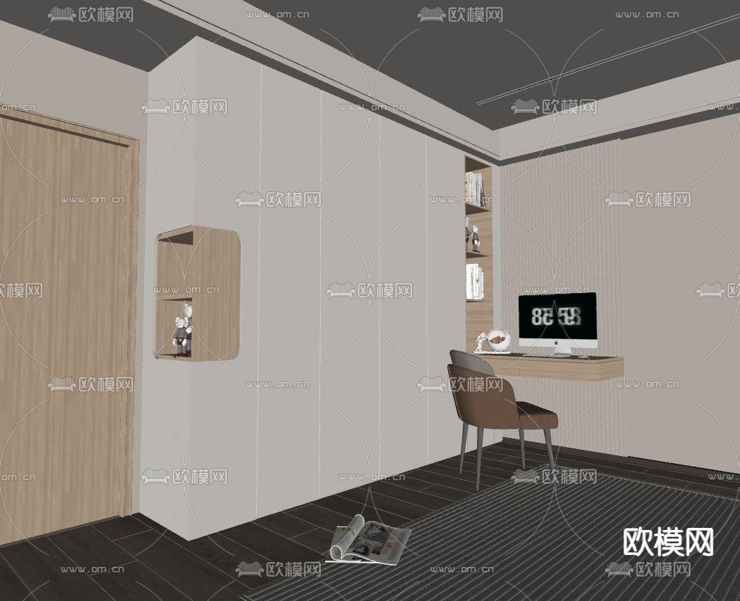 现代衣柜su模型下载（渲染图2）