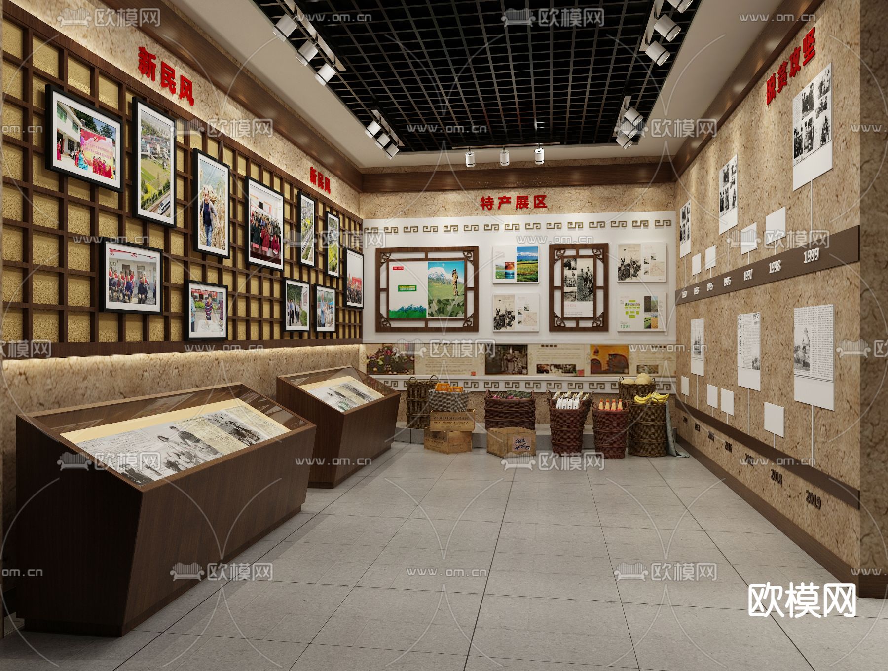 中式民俗农耕文化展厅su模型下载（渲染图1）