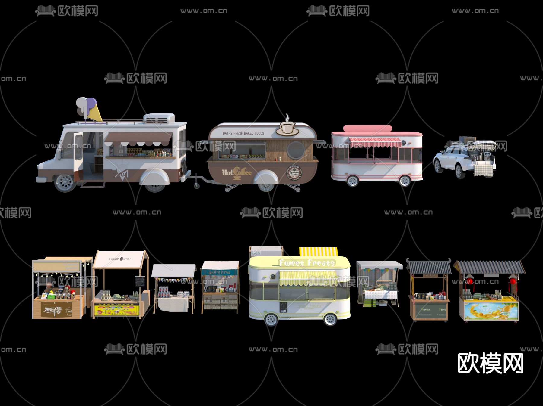 售货车 贩卖车 小推车3d模型下载