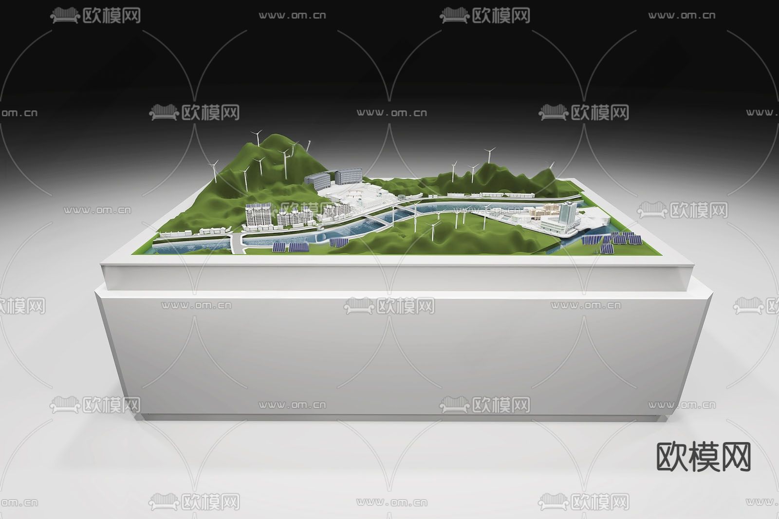 城市展厅沙盘su模型下载（渲染图1）