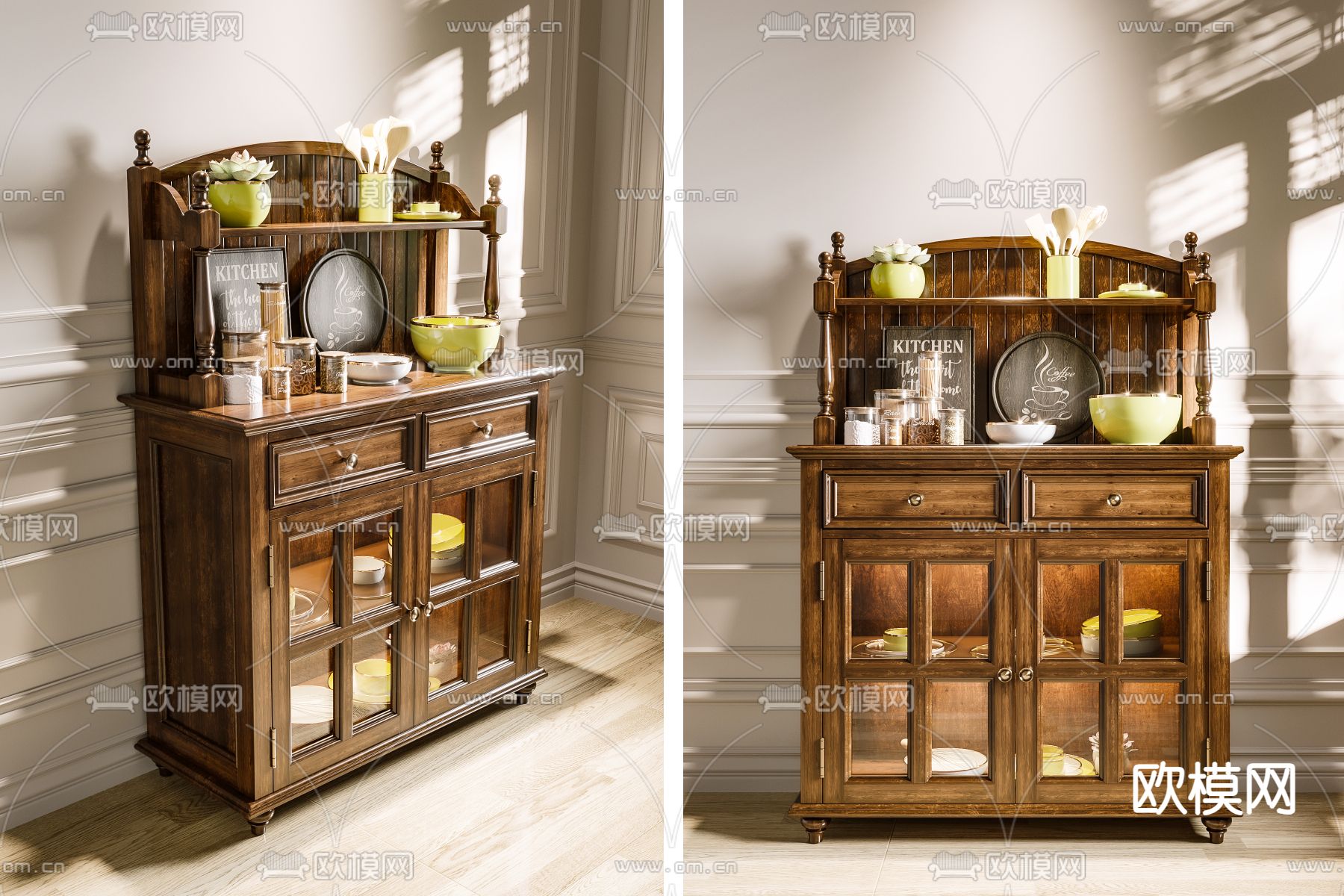 美式餐边柜3d模型下载