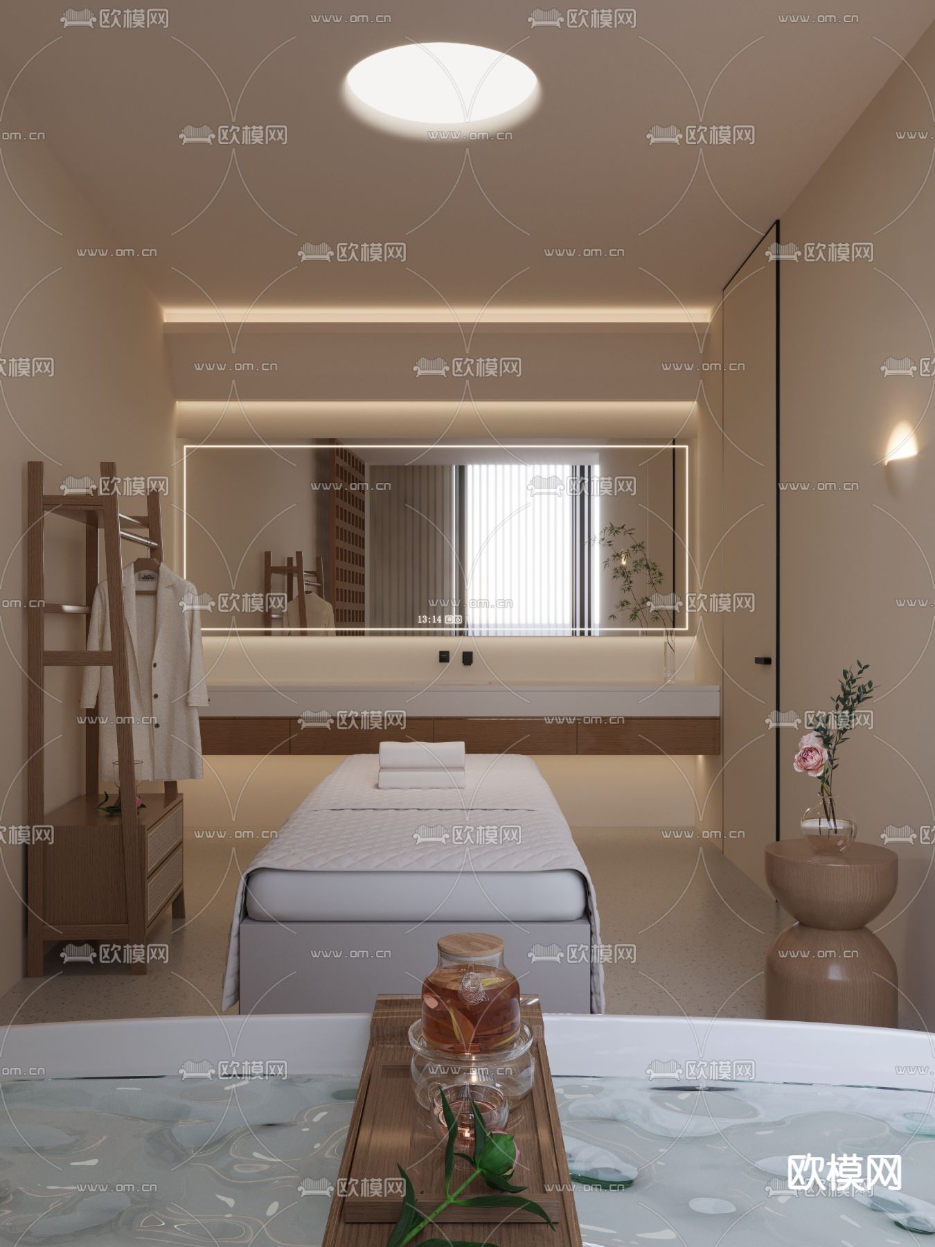 侘寂SPA 护理房 美容房3d模型下载（渲染图1）