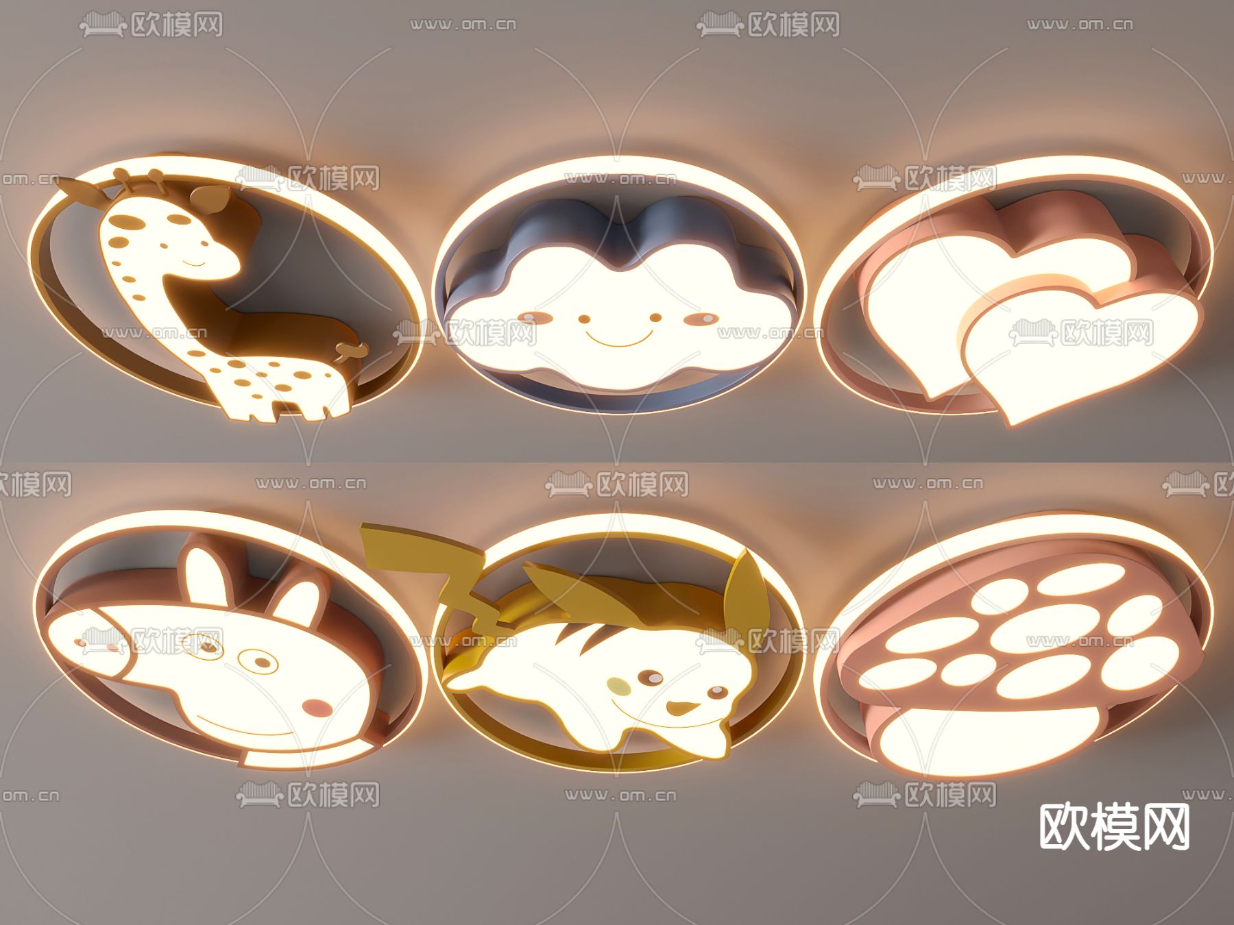 儿童吸顶灯 卡通吸顶灯 卧室灯3d模型下载