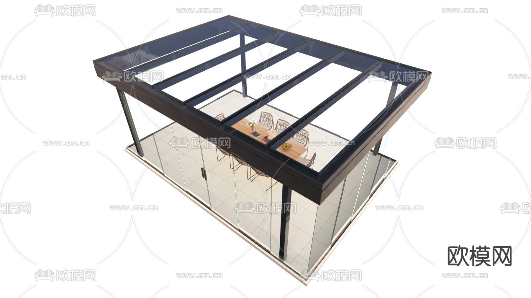 阳光房 玻璃房su模型下载（渲染图1）