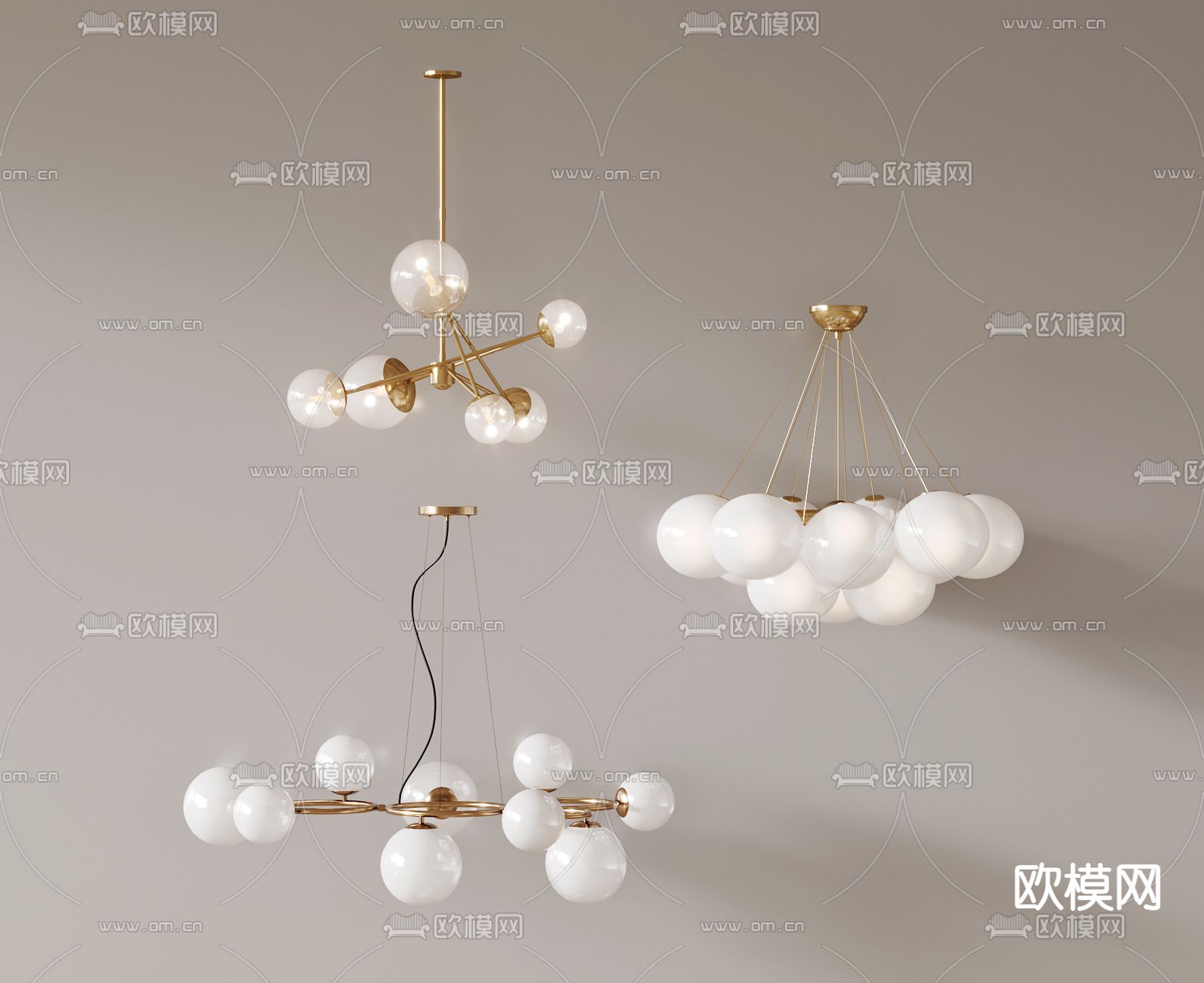 法式球形吊灯su模型下载_ID14339563_sketchup模型下载-欧模网