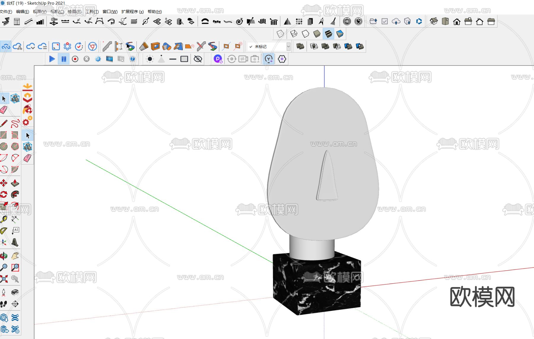 现代台灯su模型下载（渲染图2）
