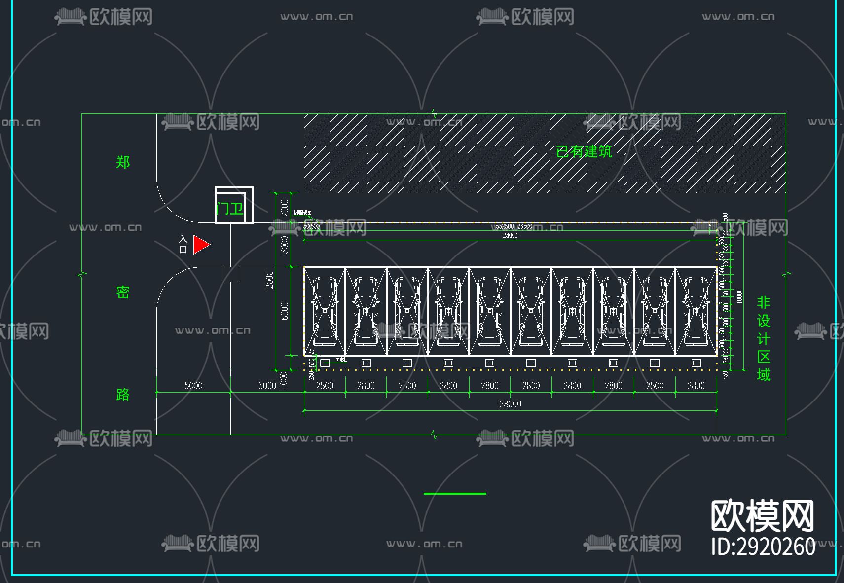 9套新能源汽车充电桩 充电站CAD施工图下载（渲染图5）