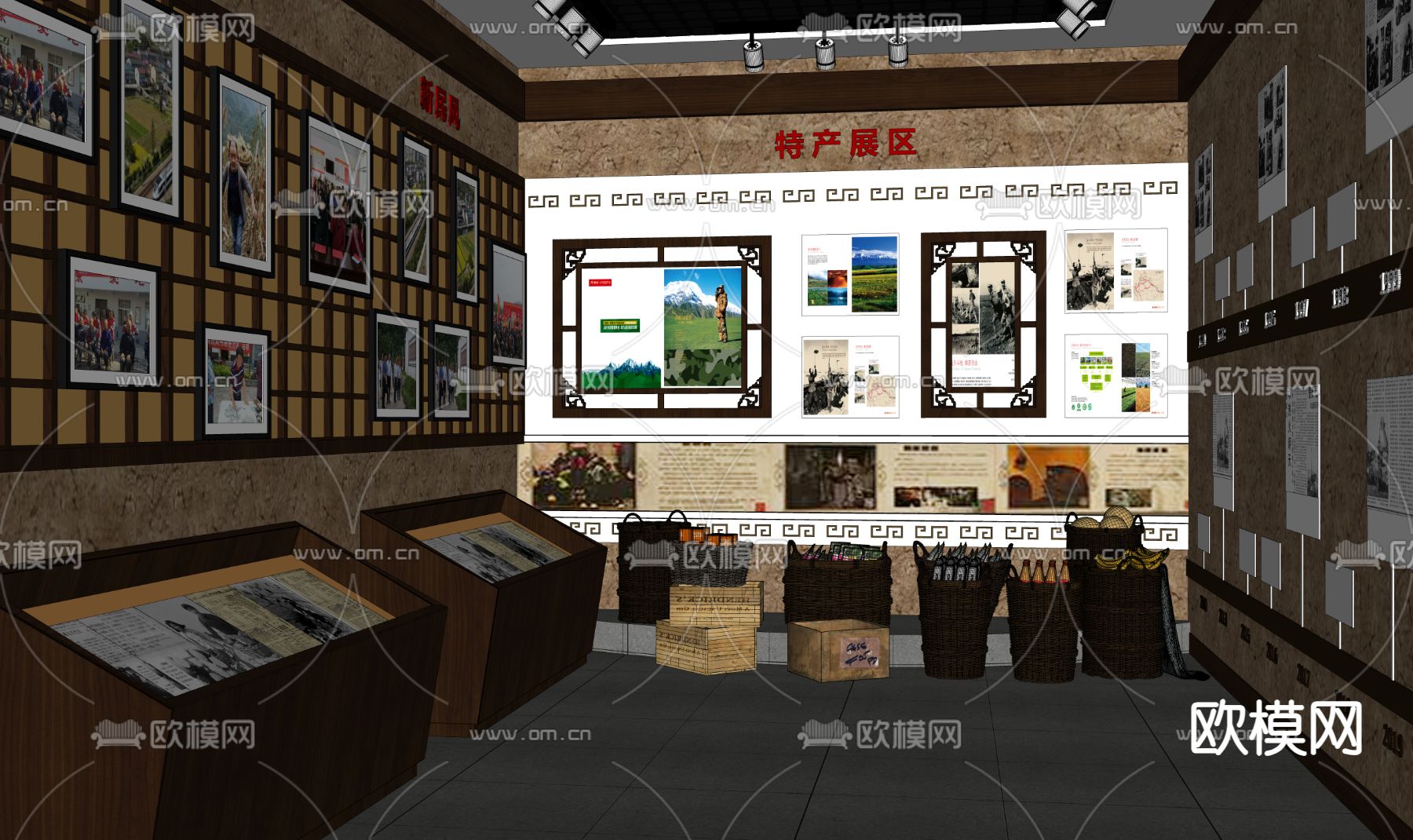 中式民俗农耕文化展厅su模型下载（渲染图2）