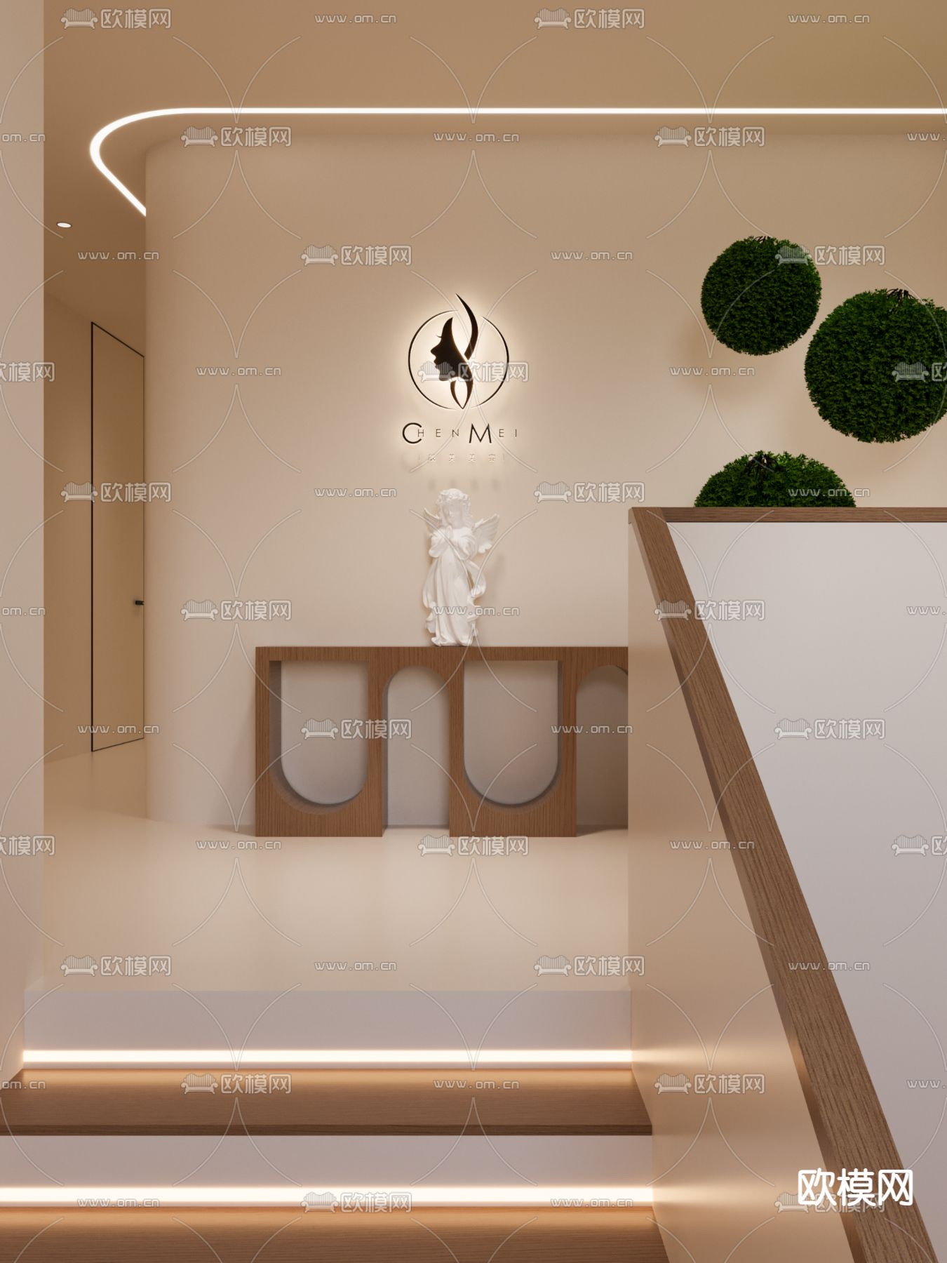 美容院大厅 养生会所3d模型下载（渲染图4）