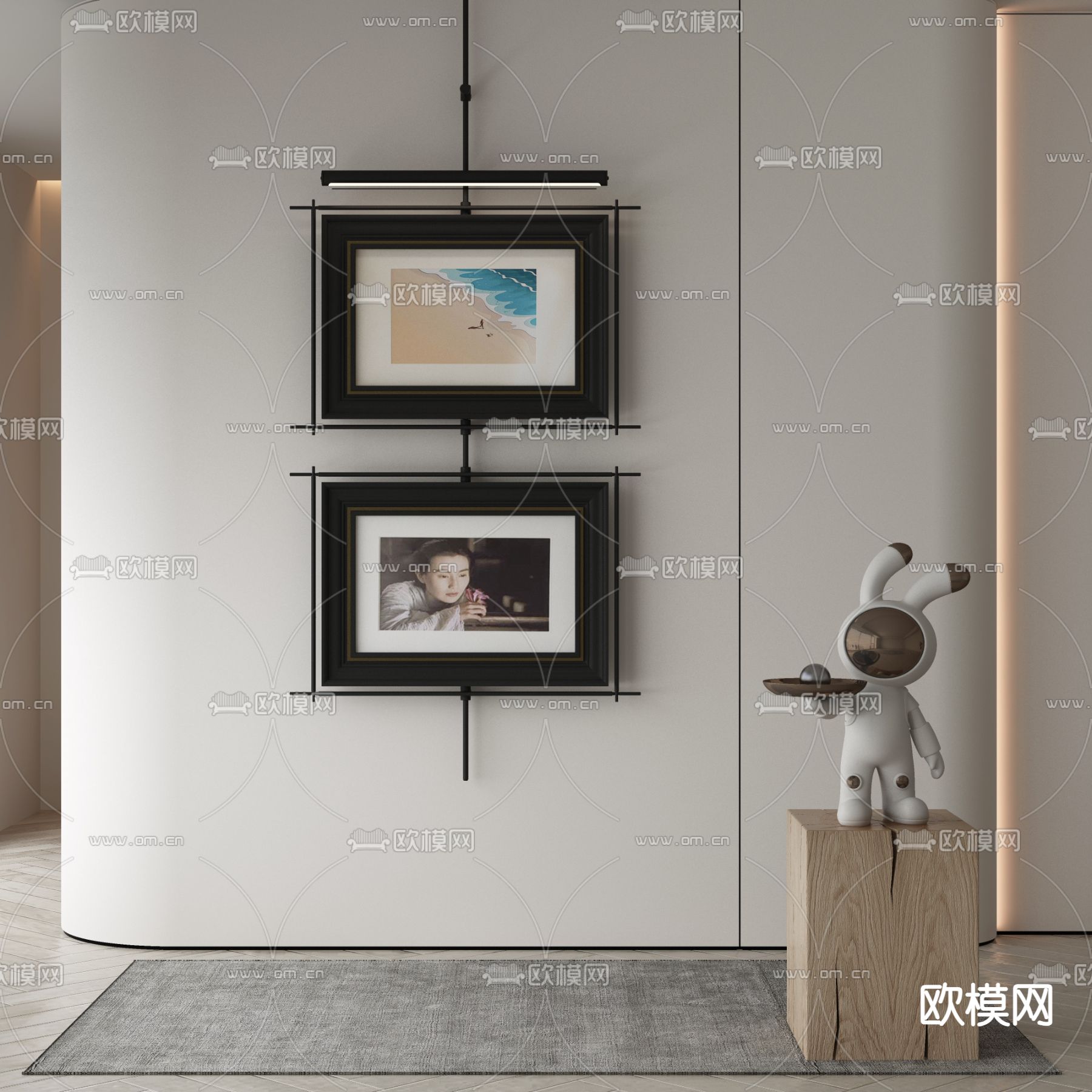 美式组合画 挂画 装饰画3d模型下载