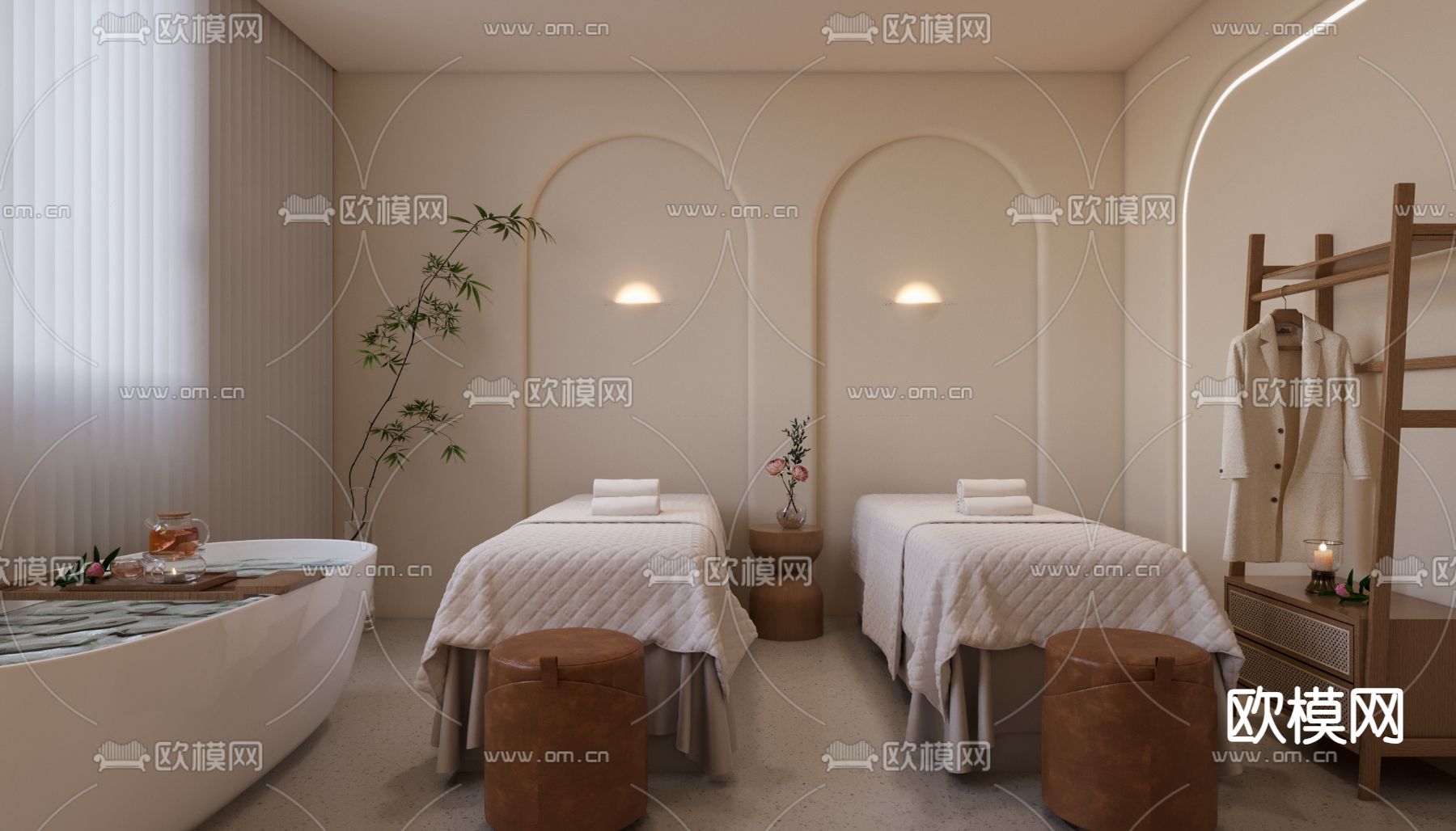 侘寂SPA 护理房 美容房3d模型下载（渲染图2）