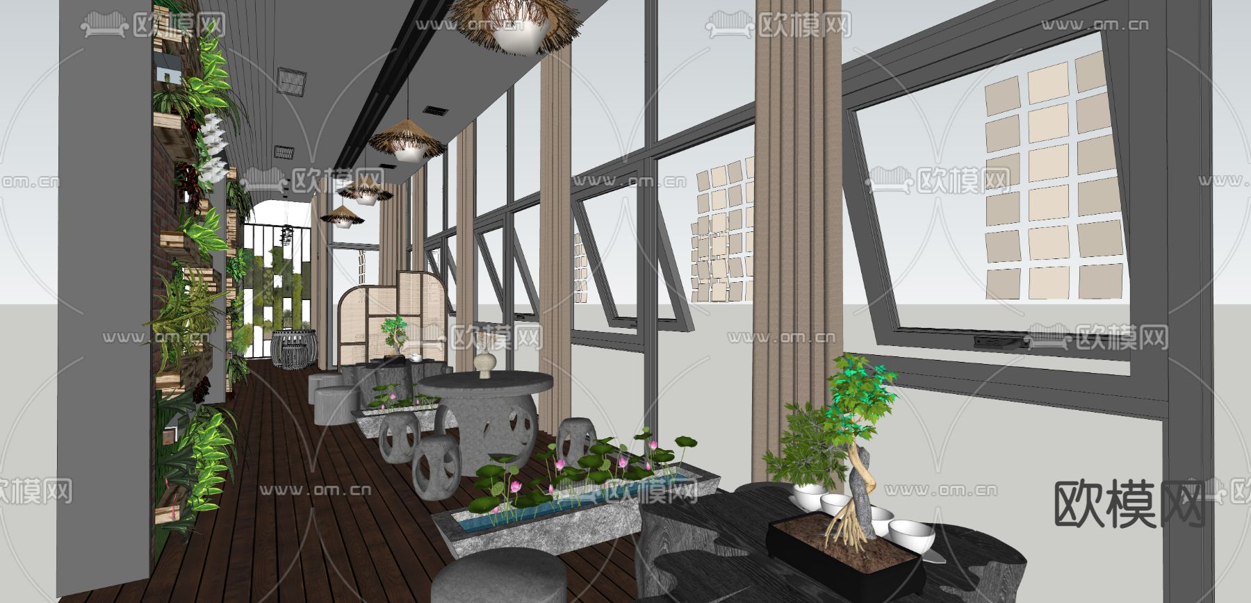 茶歇区 茶馆su模型下载（渲染图2）