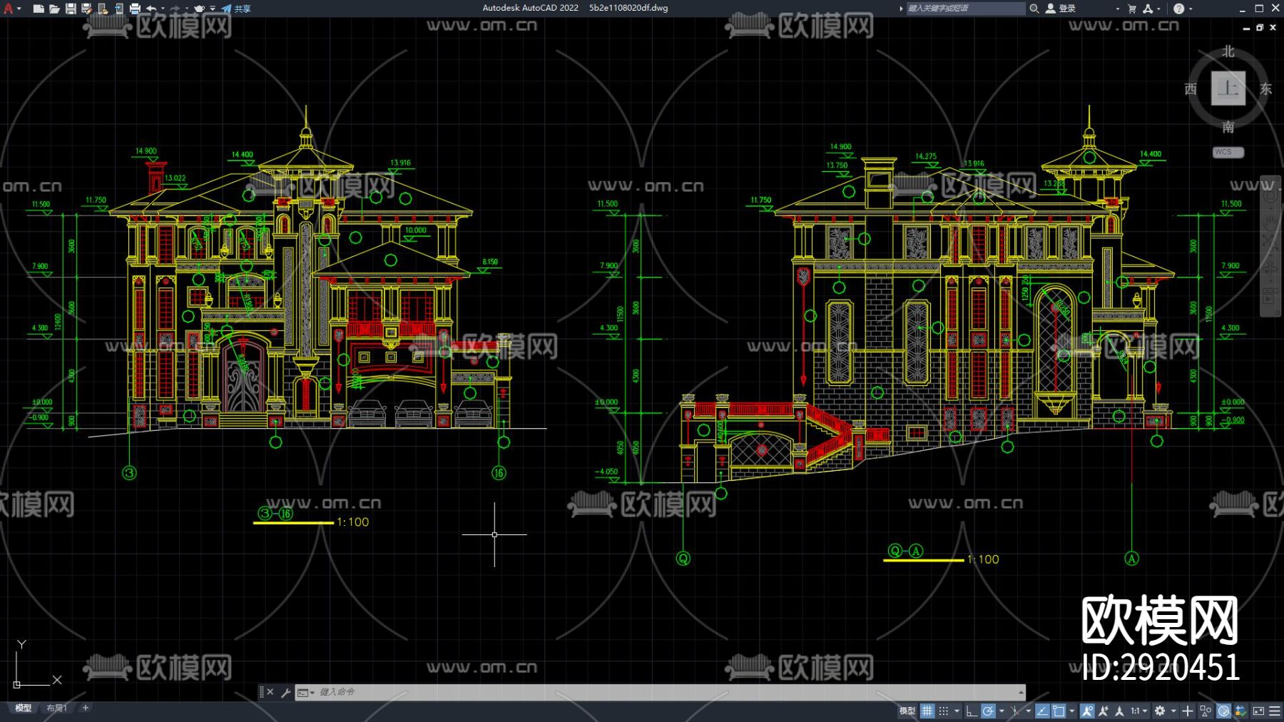 别墅建筑CAD施工图-免费3dmax模型库-欧模网