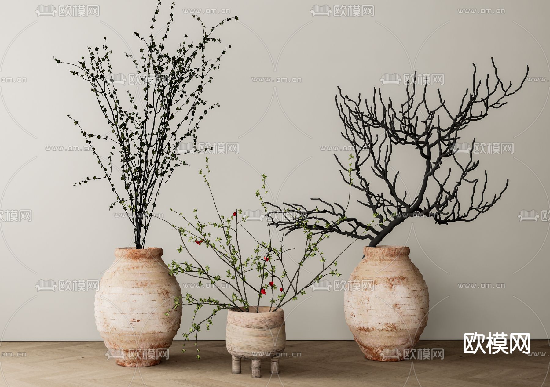 侘寂盆栽 陶罐su模型下载（渲染图1）