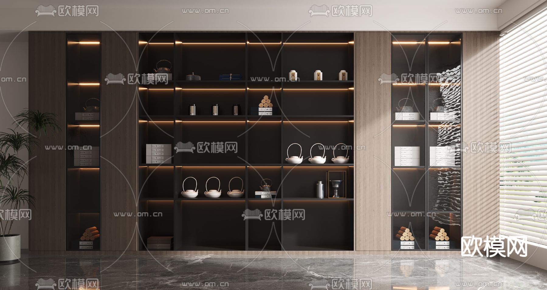 新中式茶水柜 装饰柜 陈列柜3d模型下载