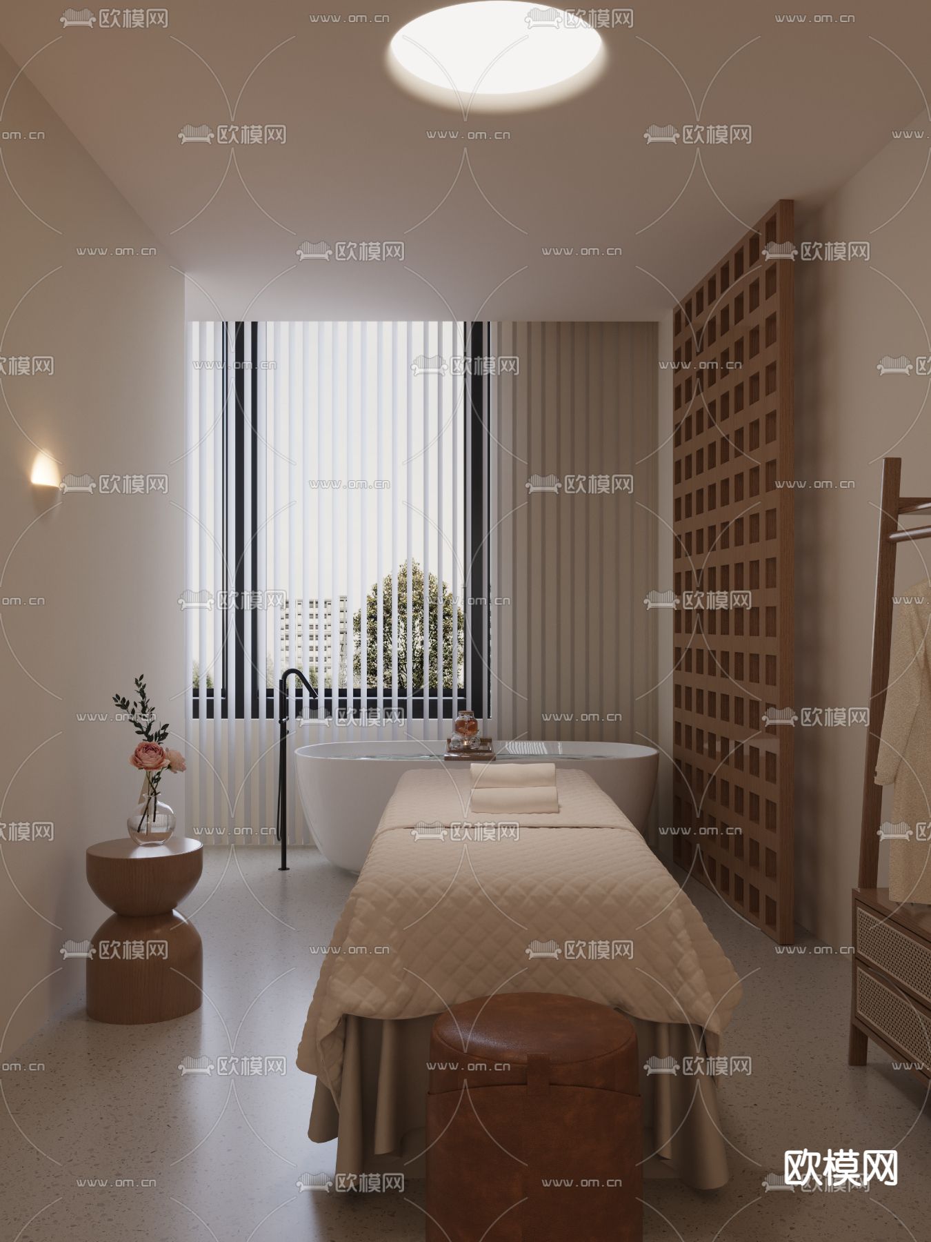 侘寂SPA 护理房 美容房3d模型下载（渲染图2）