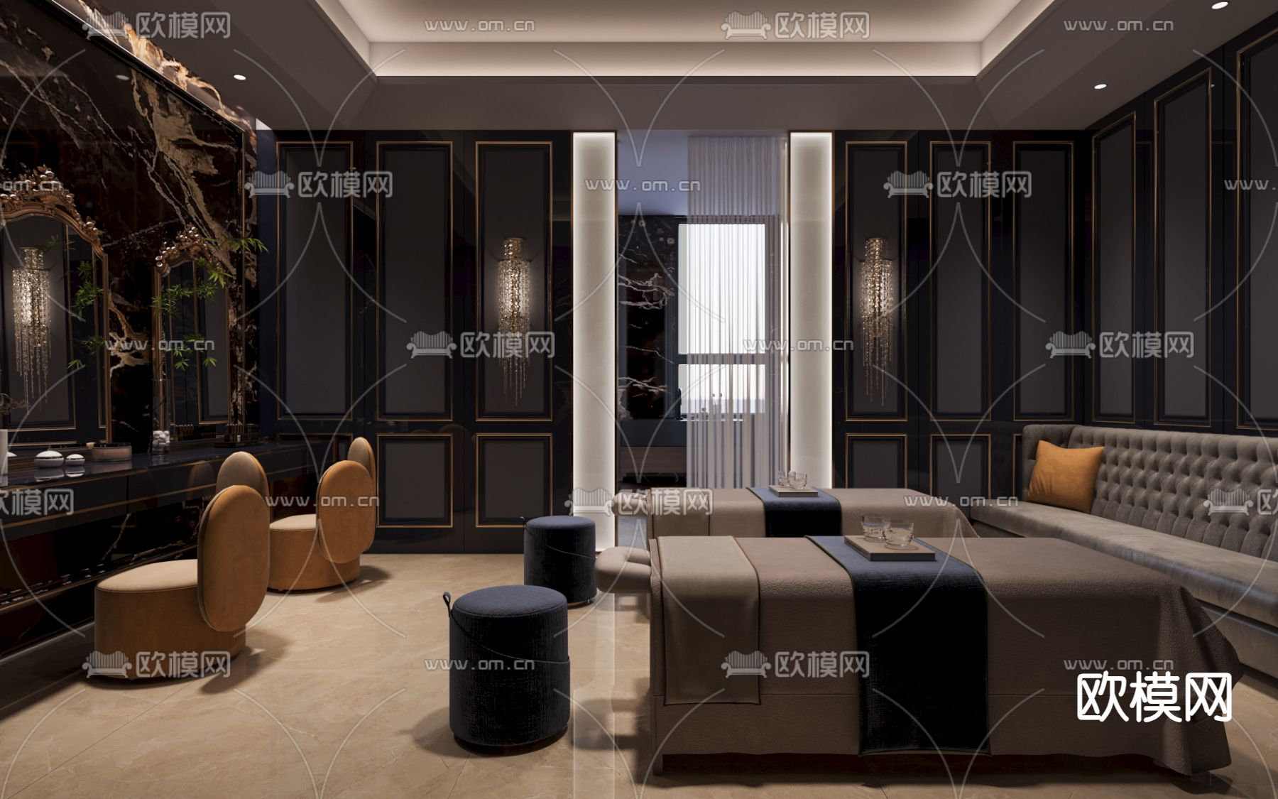 法式SPA 护理房 美容房3d模型下载