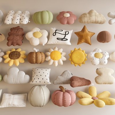  奶油风花瓣抱枕su模型 