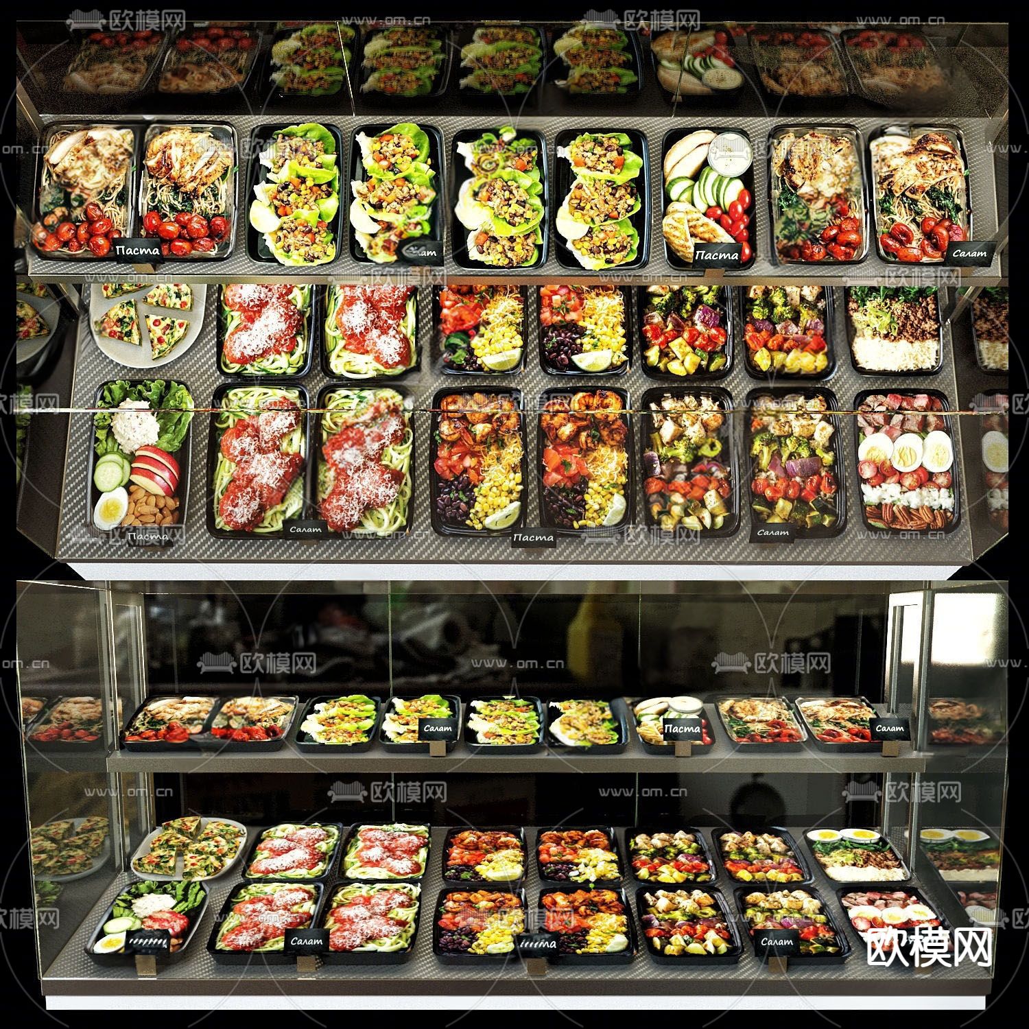 快餐保鲜柜su模型下载（渲染图1）