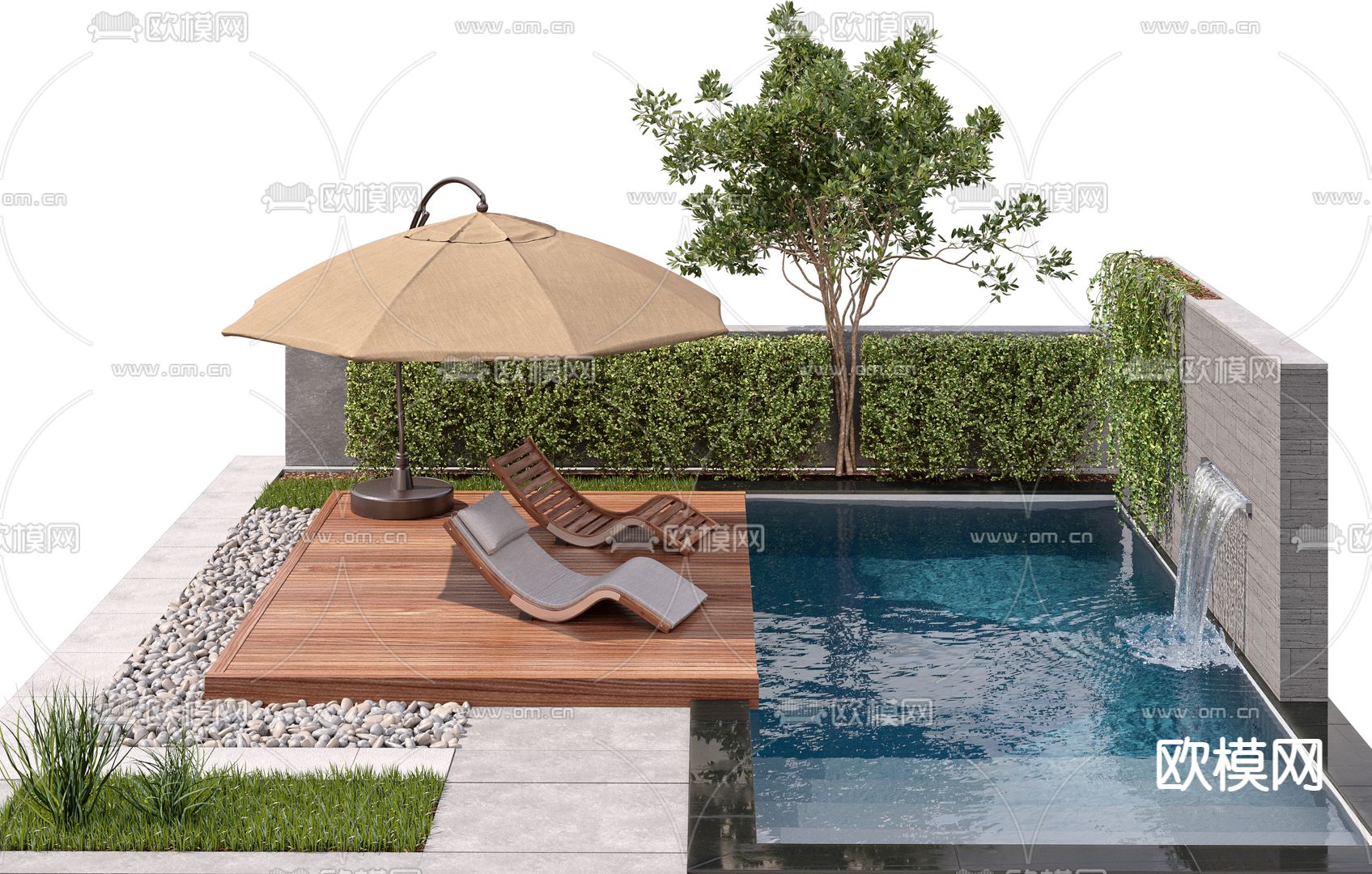户外游泳池3d模型下载（渲染图2）