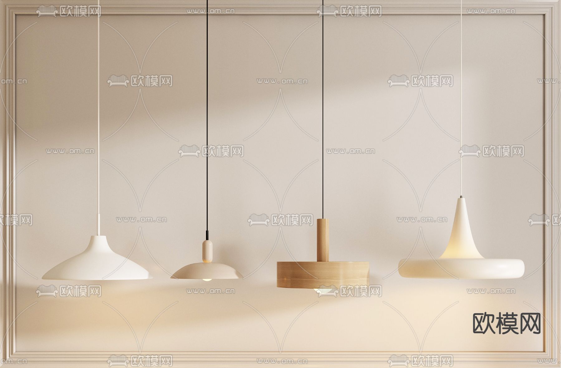 奶油风小吊灯3d模型下载