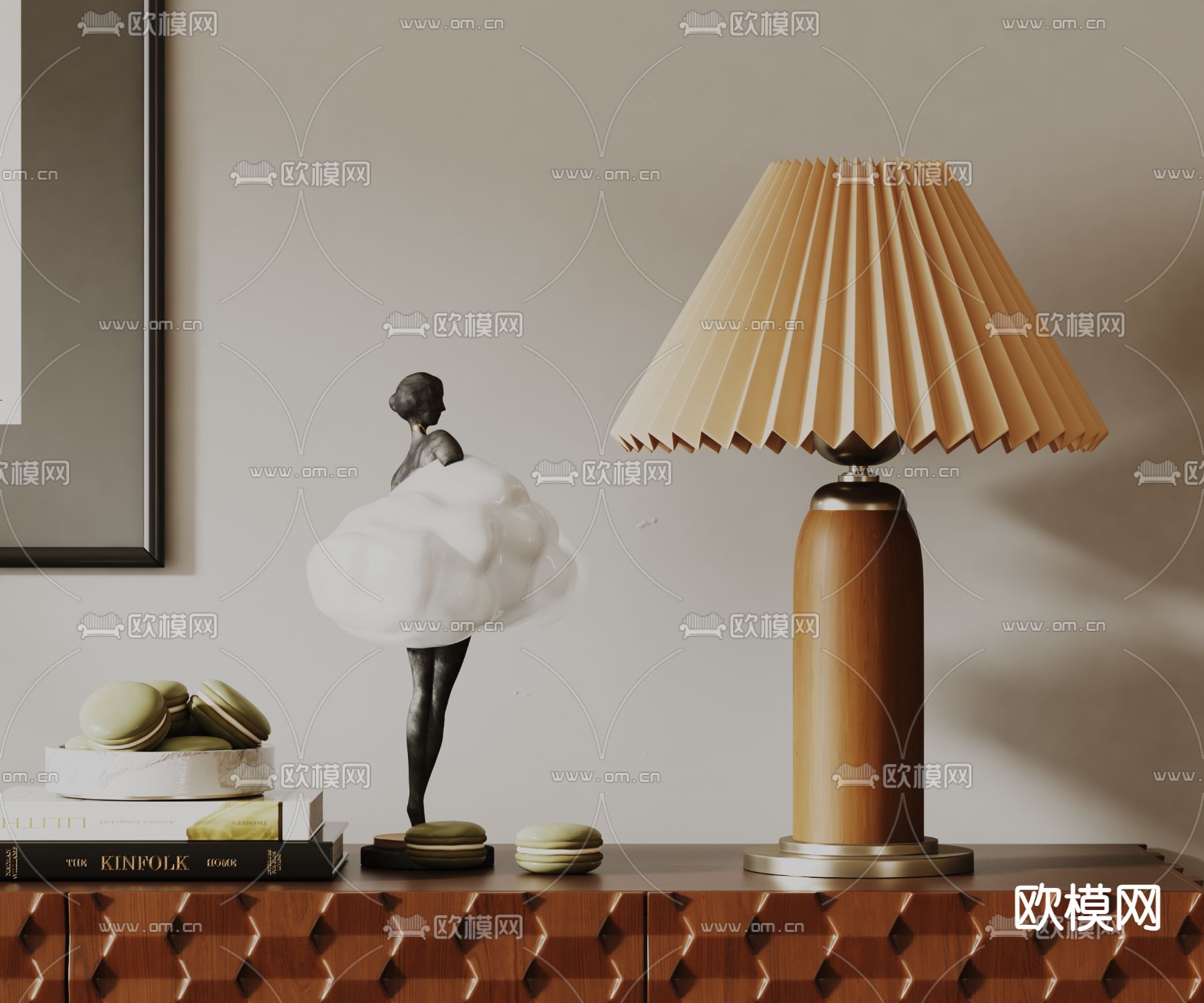 中古风台灯 折纸台灯3d模型下载