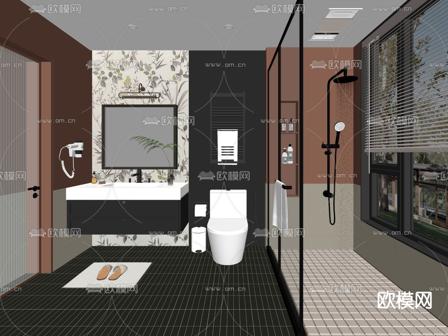 法式卫生间 浴室su模型下载（渲染图2）
