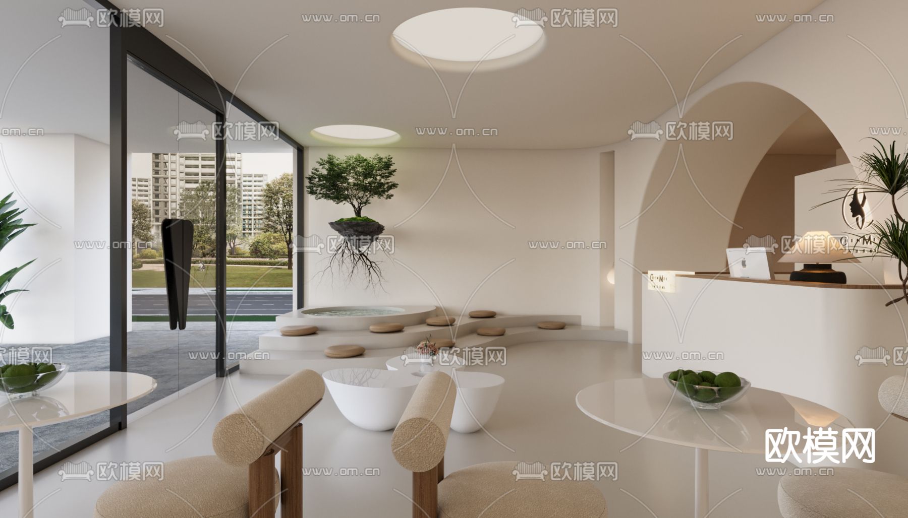 美容院大厅 养生会所3d模型下载（渲染图3）