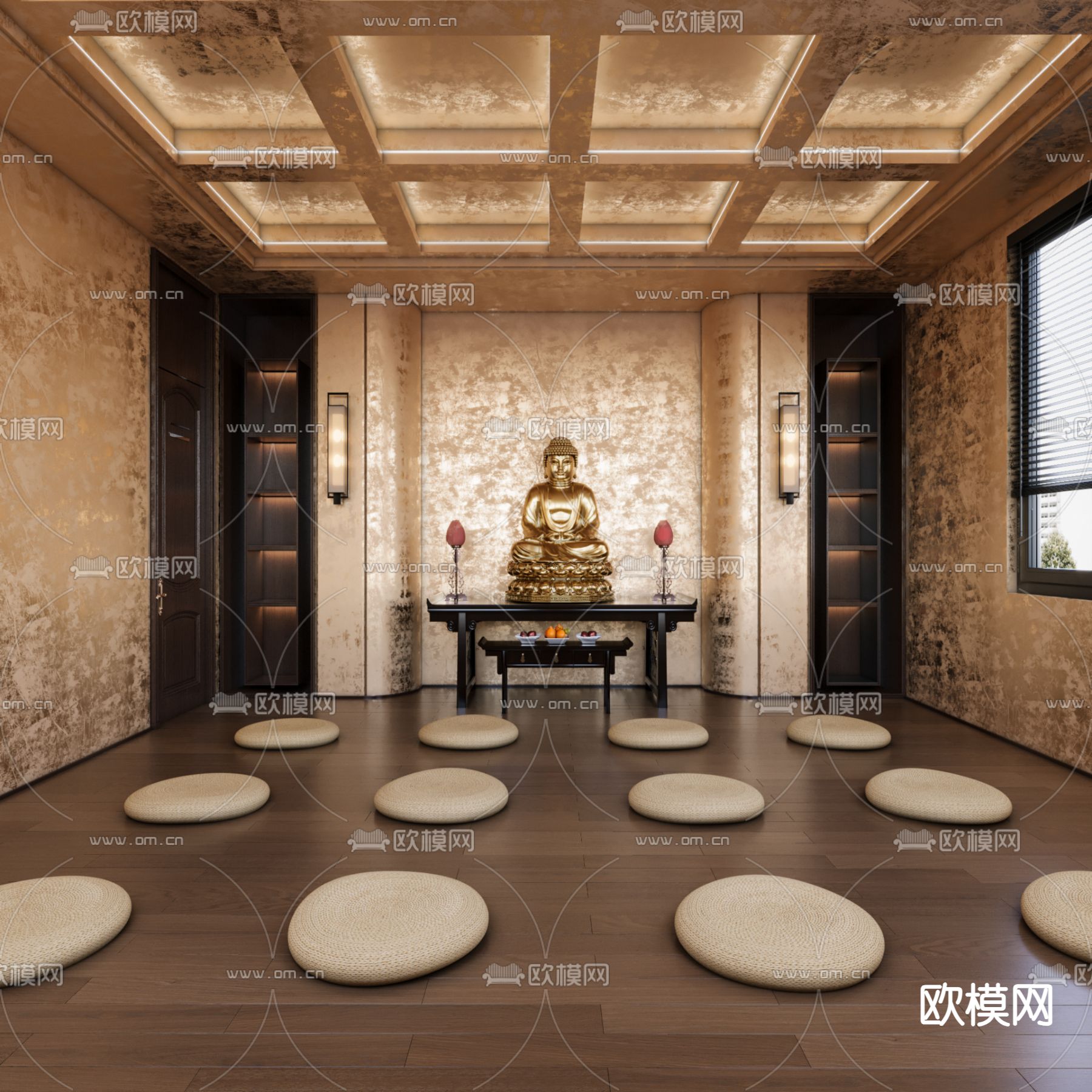 中式佛堂 佛像3d模型下载