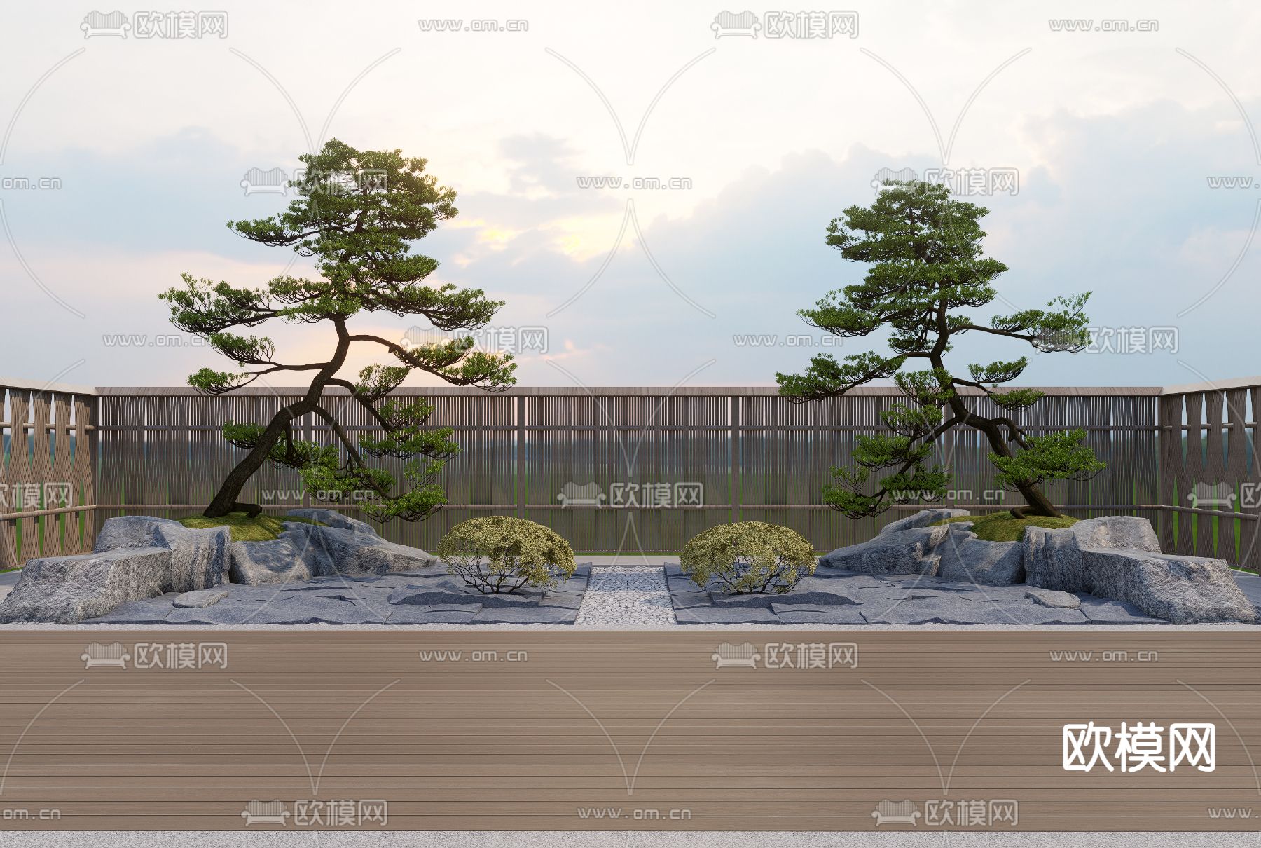 日式庭院花园su模型下载（渲染图1）