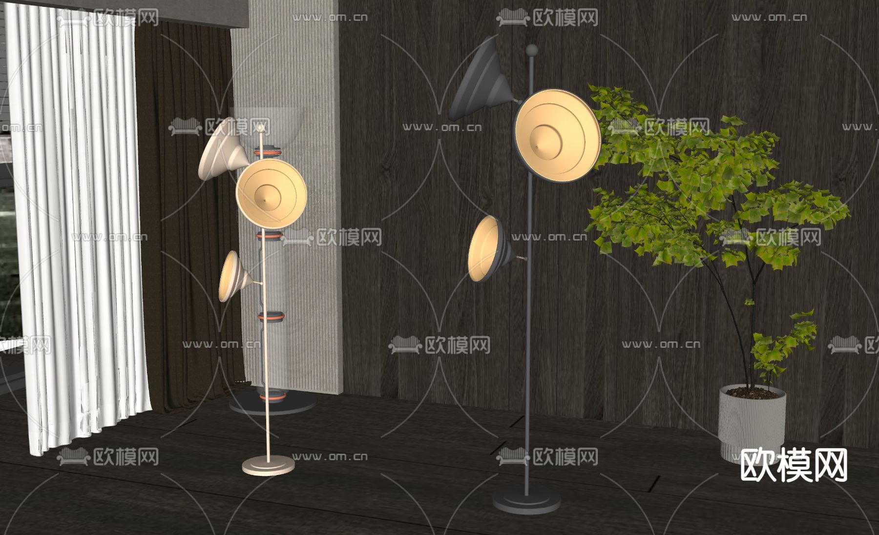 现代落地灯su模型下载（渲染图2）