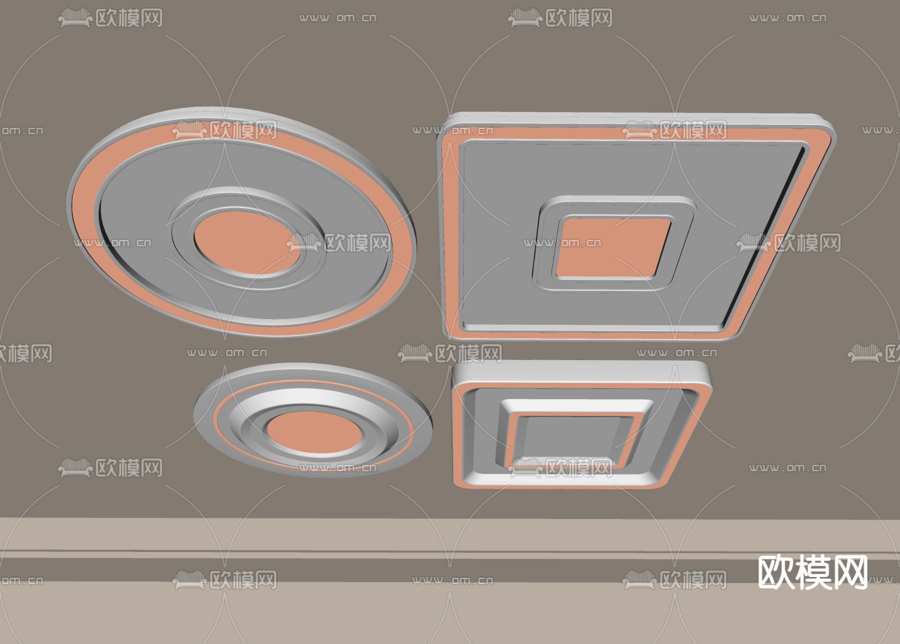 现代吸顶灯su模型下载（渲染图2）